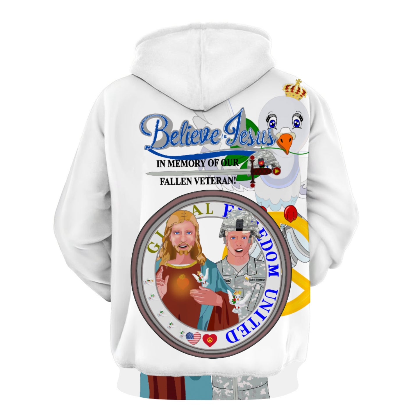 Hoodie GLOBAL FREEDOM UNITED© Jesus Christ For Fallen US American Soldiers