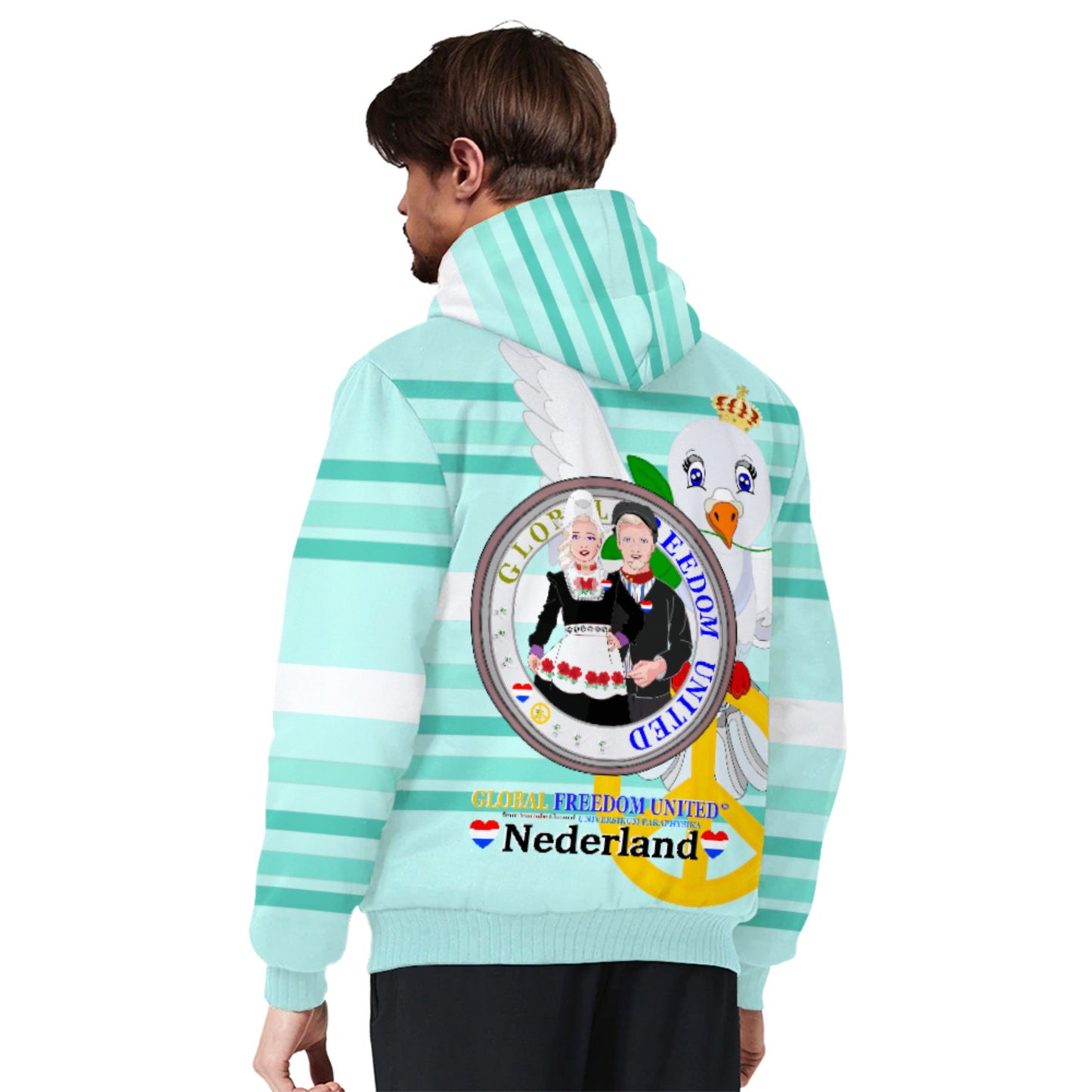 Plush Hoodie GLOBAL FREEDOM UNITED© Couple Nederland Light Green