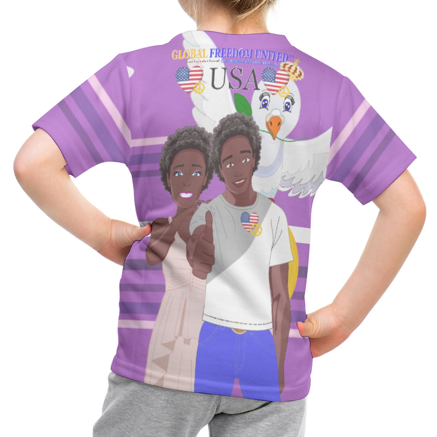 Kit´s T-Shirt GLOBAL FREEDOM UNITED© Couple USA Afro American Lilac
