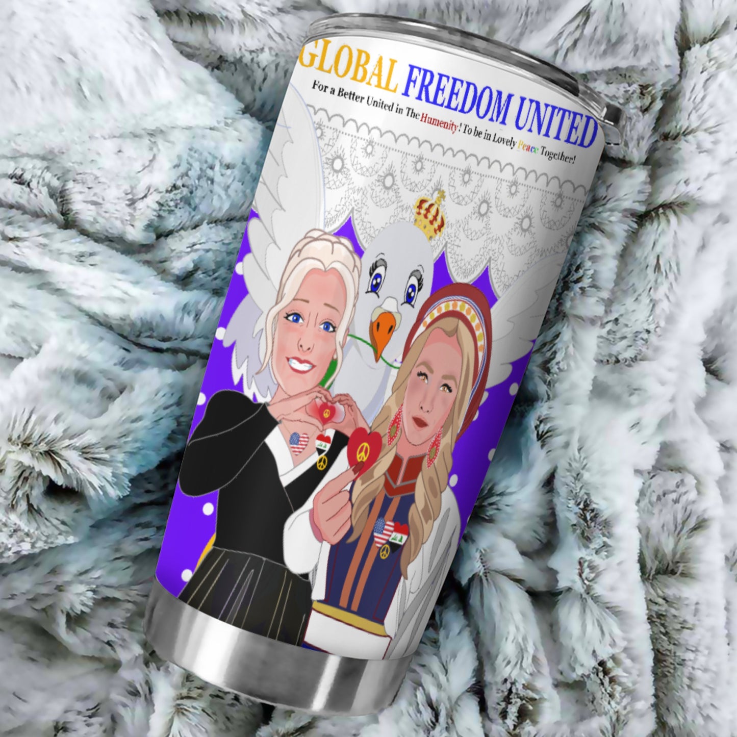 Tumbler GLOBAL FREEDOM UNITED© Women Iraq & USA Lilac1
