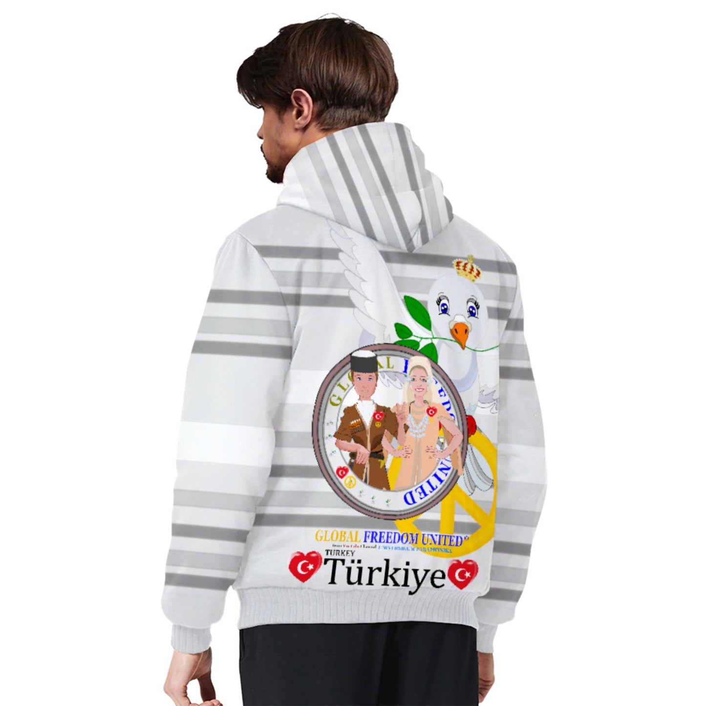 Plush Hoodie GLOBAL FREEDOM UNITED© Couple Turkey Grey