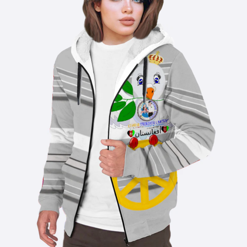 Plush Hoodie GLOBAL FREEDOM UNITED© Couple Afghanistan Grey