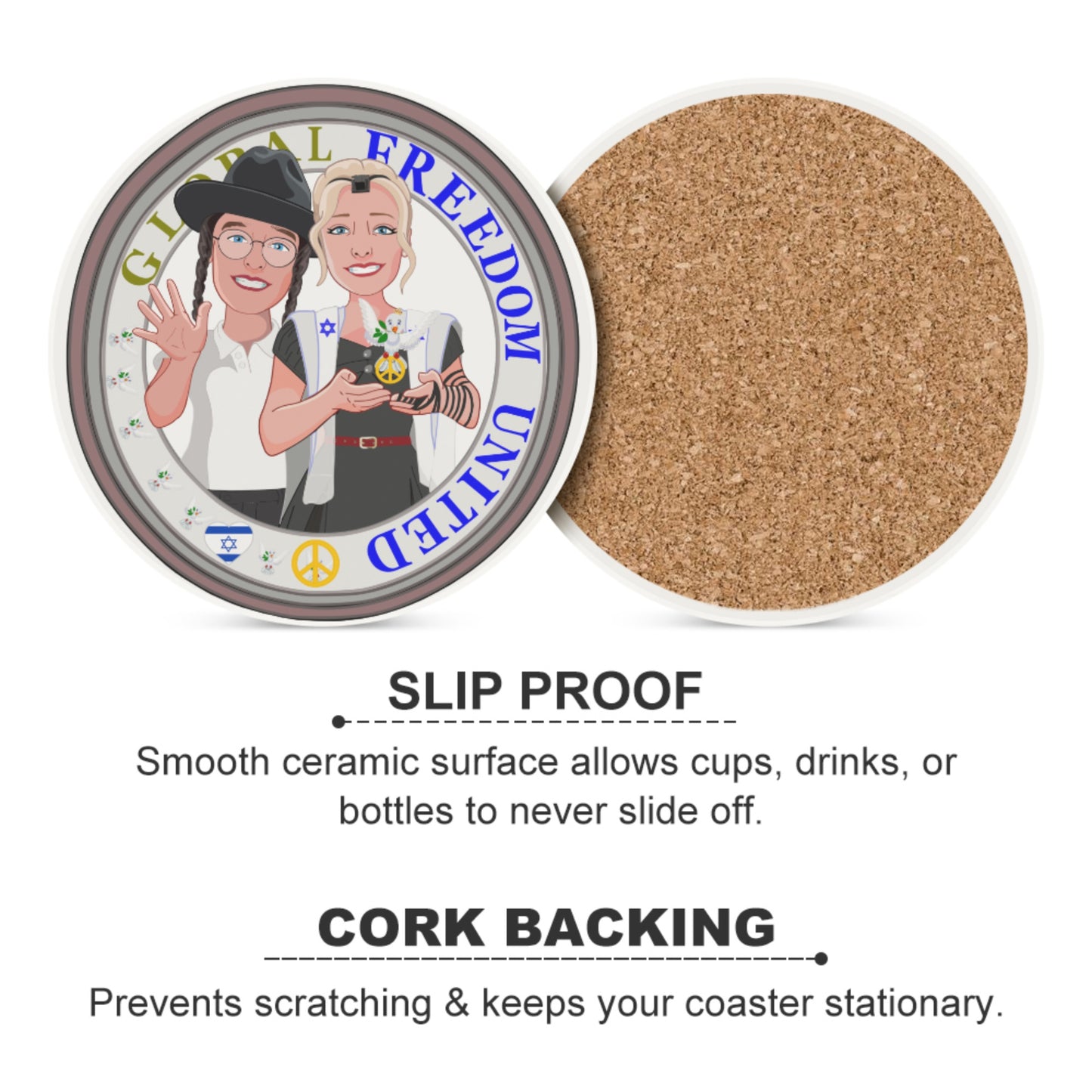 Ceramic Coasters Global Freedom United© Couple Israel
