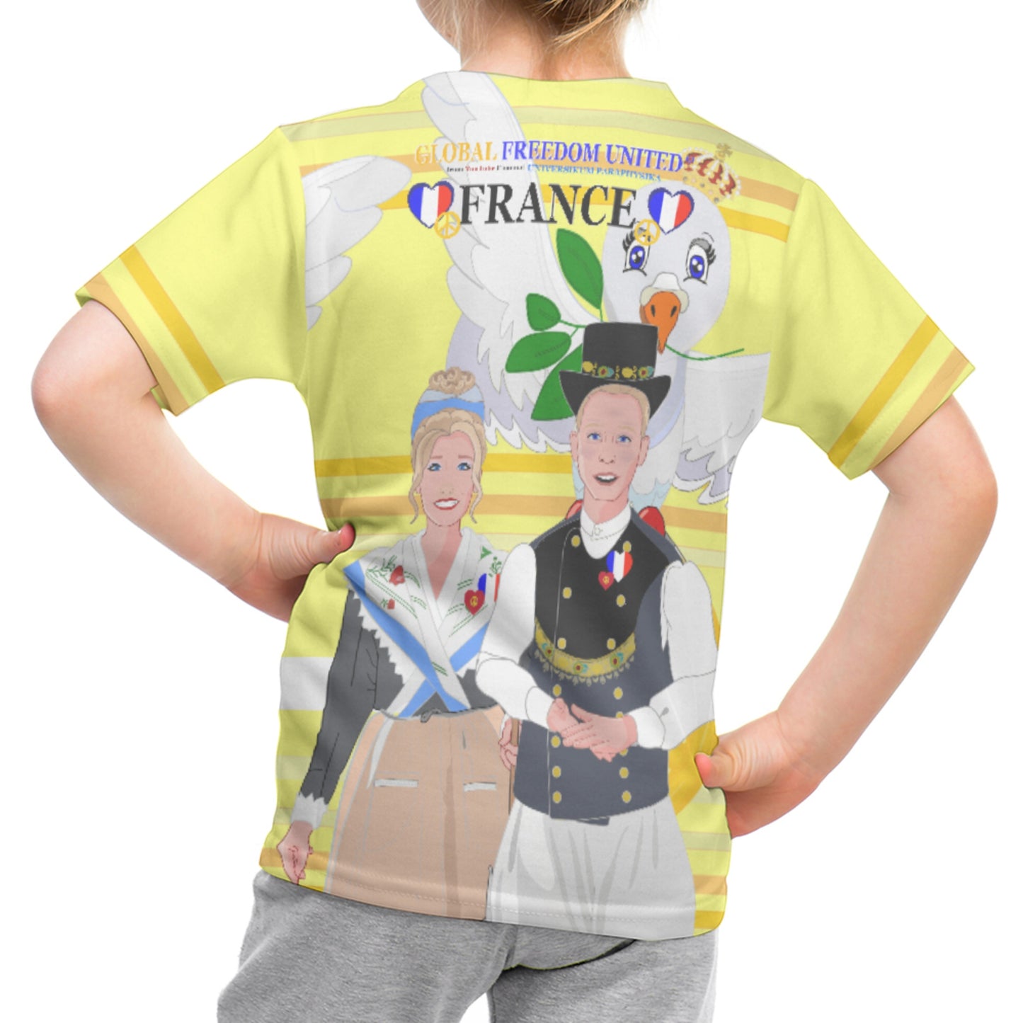 Kit´s T-shirt GLOBAL FREEDOM UNITED© Couple French Yellow