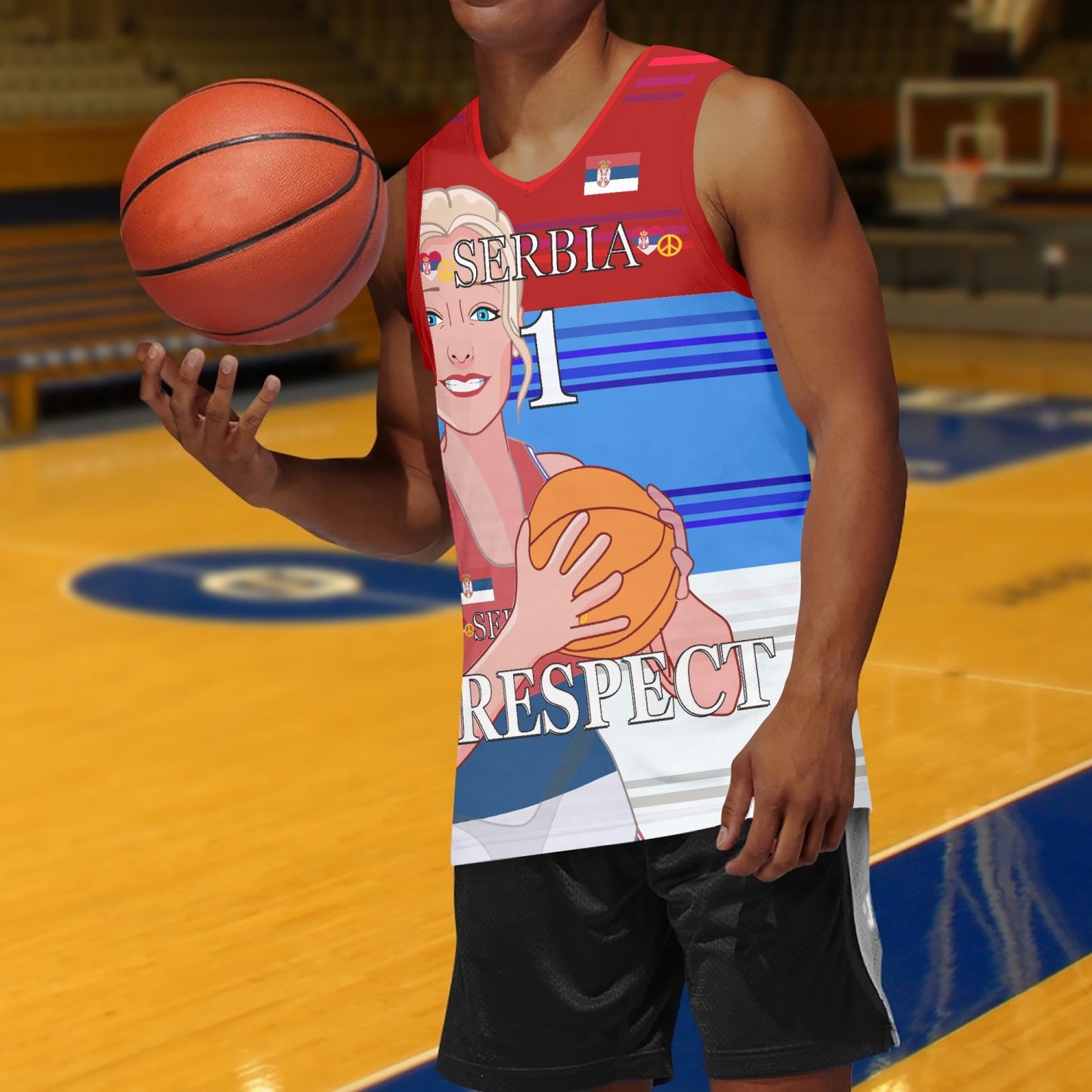 Basketball Jersey GLOBAL FREEDOM UNITED COUPLE EDITION WOMEN SERBIA v1 1