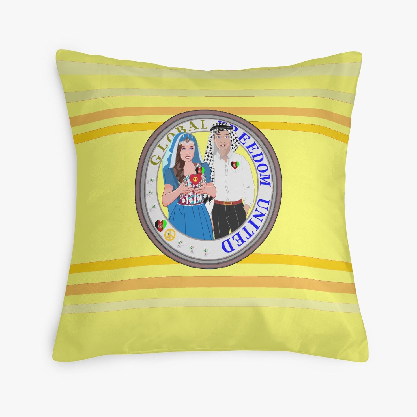 GLOBAL FREEDOM UNITED© Couple Afghanistan 18'' Square Pillow Cover