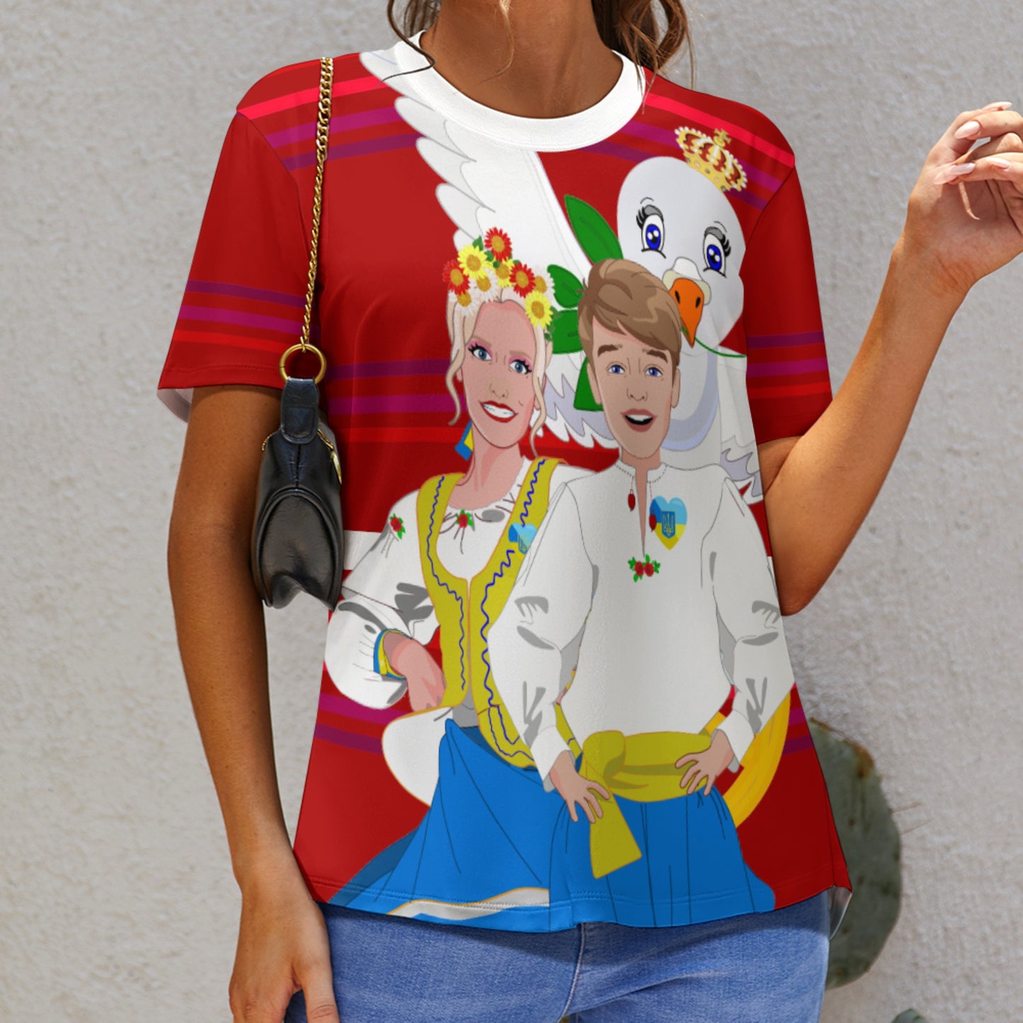 Women´s T-shirt GLOBAL FREEDOM UNITED© Couple Ukrain Red