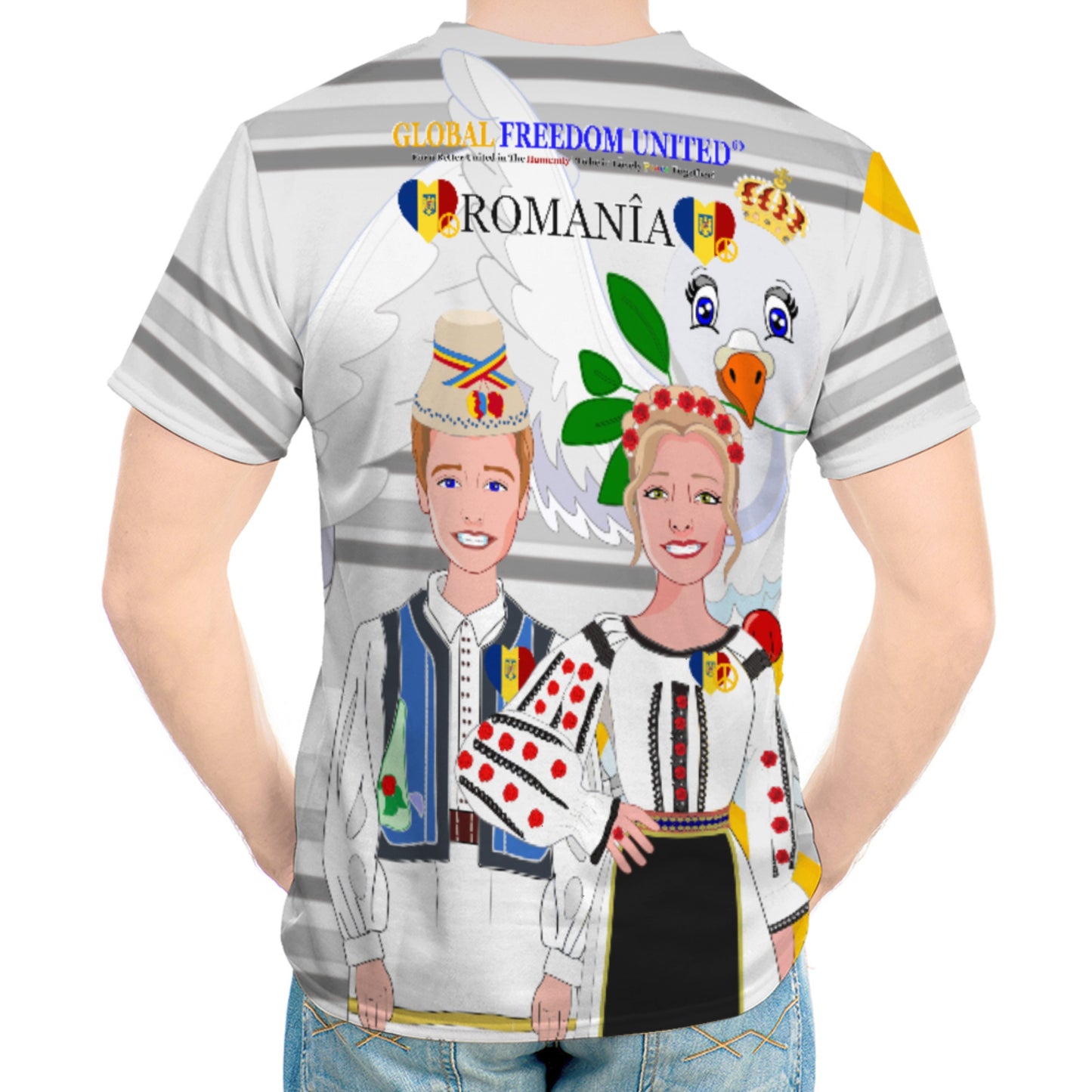 Men´s T-shirt GLOBAL FREEDOM UNITED© Couple Romania Grey