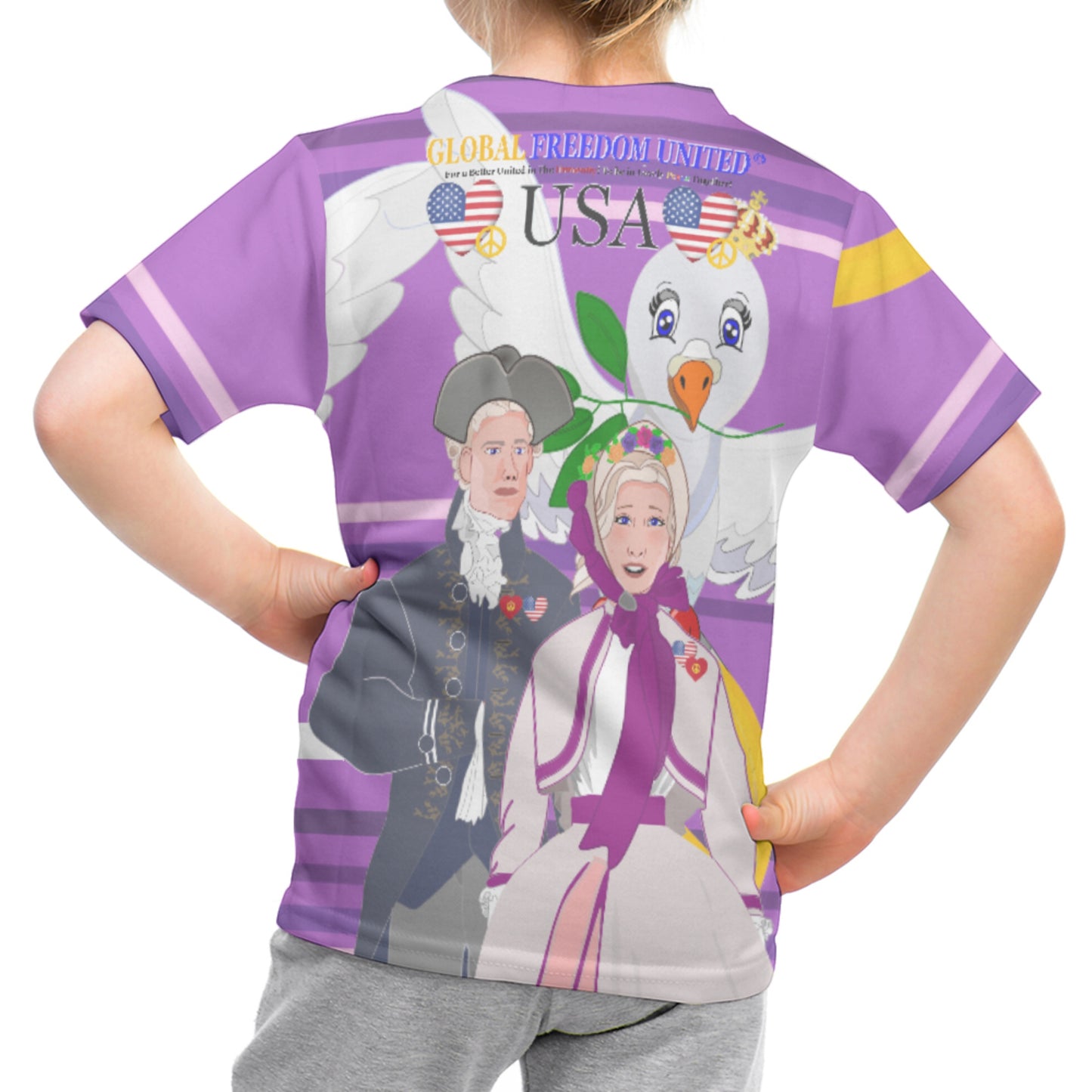 Kid´s T-shirt GLOBAL FREEDOM UNITED© Couple USA V3 Lilac
