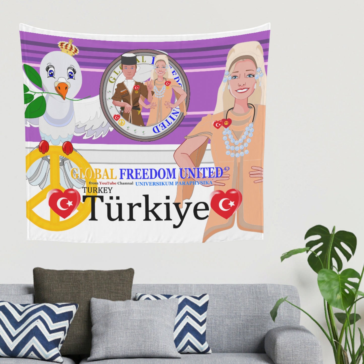 Tapestry GLOBAL FREEDOM UNITED© Couple Turkey Lilac