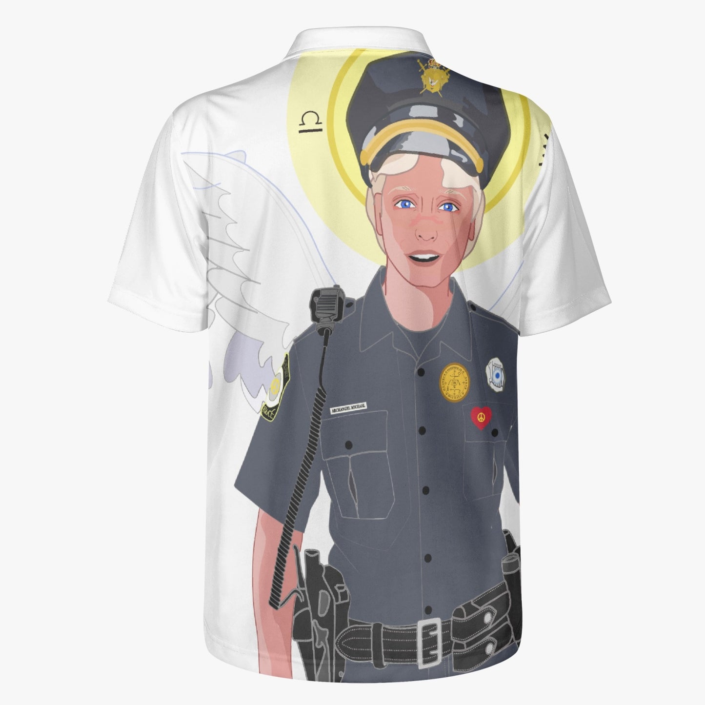 Handmade AOP Men Polo Shirt GLOBAL FREEDOM UNITED© Archangel Michael Policemen