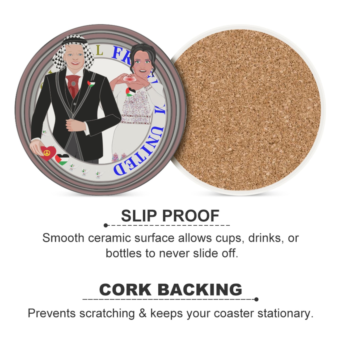 Ceramic Coasters Global Freedom United© Couple Palestina