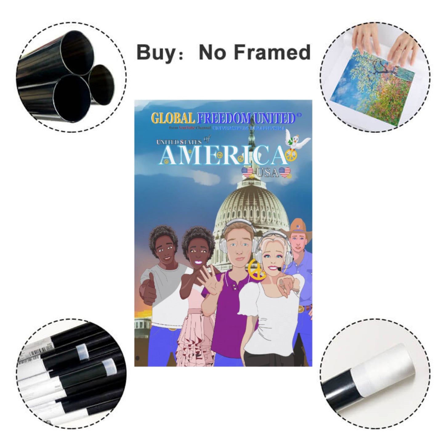 Poster GLOBAL FREEDOM UNITED© United States Of America