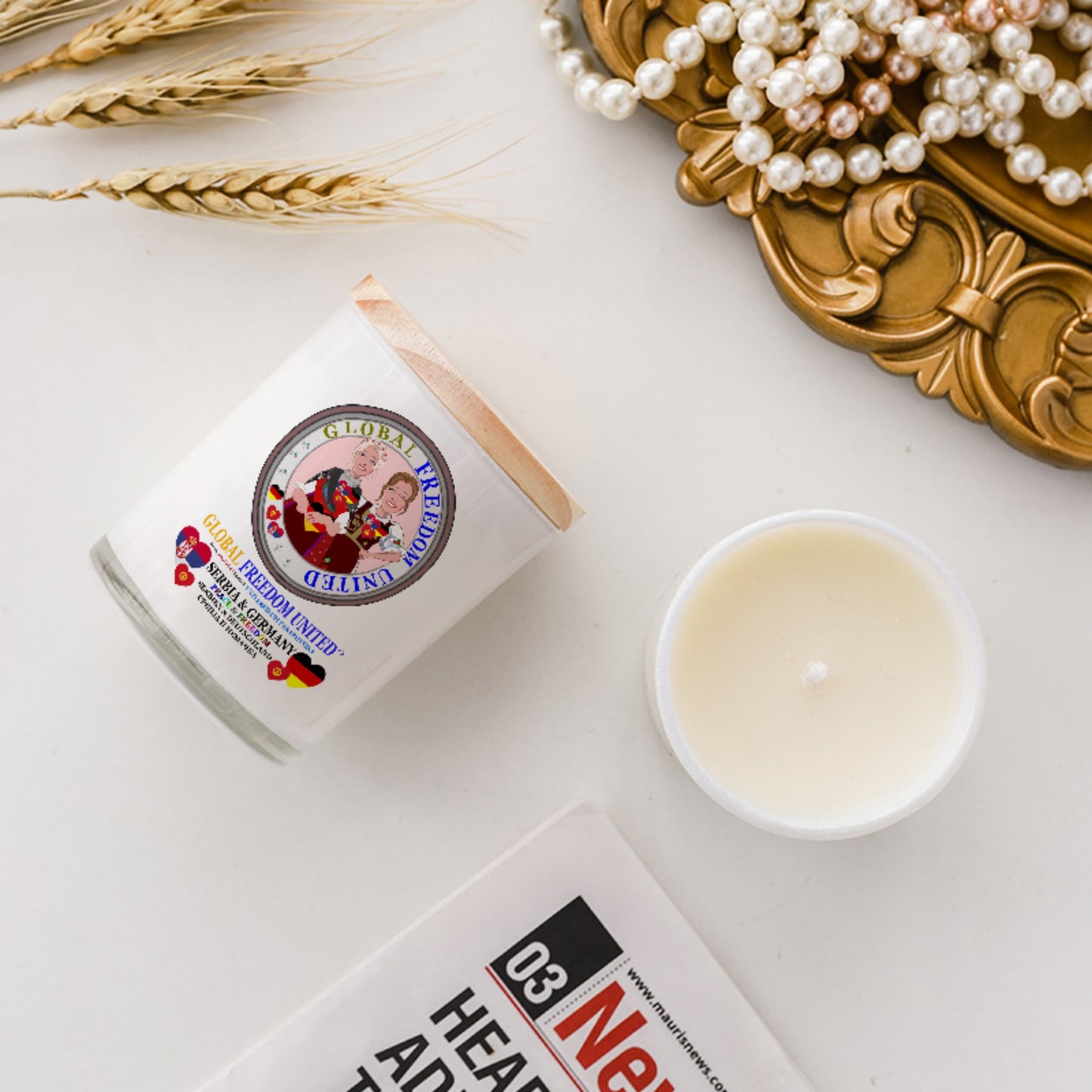Scented Soy Candle GLOBAL FREEDOM UNITED© Women Serbia & Germany V1