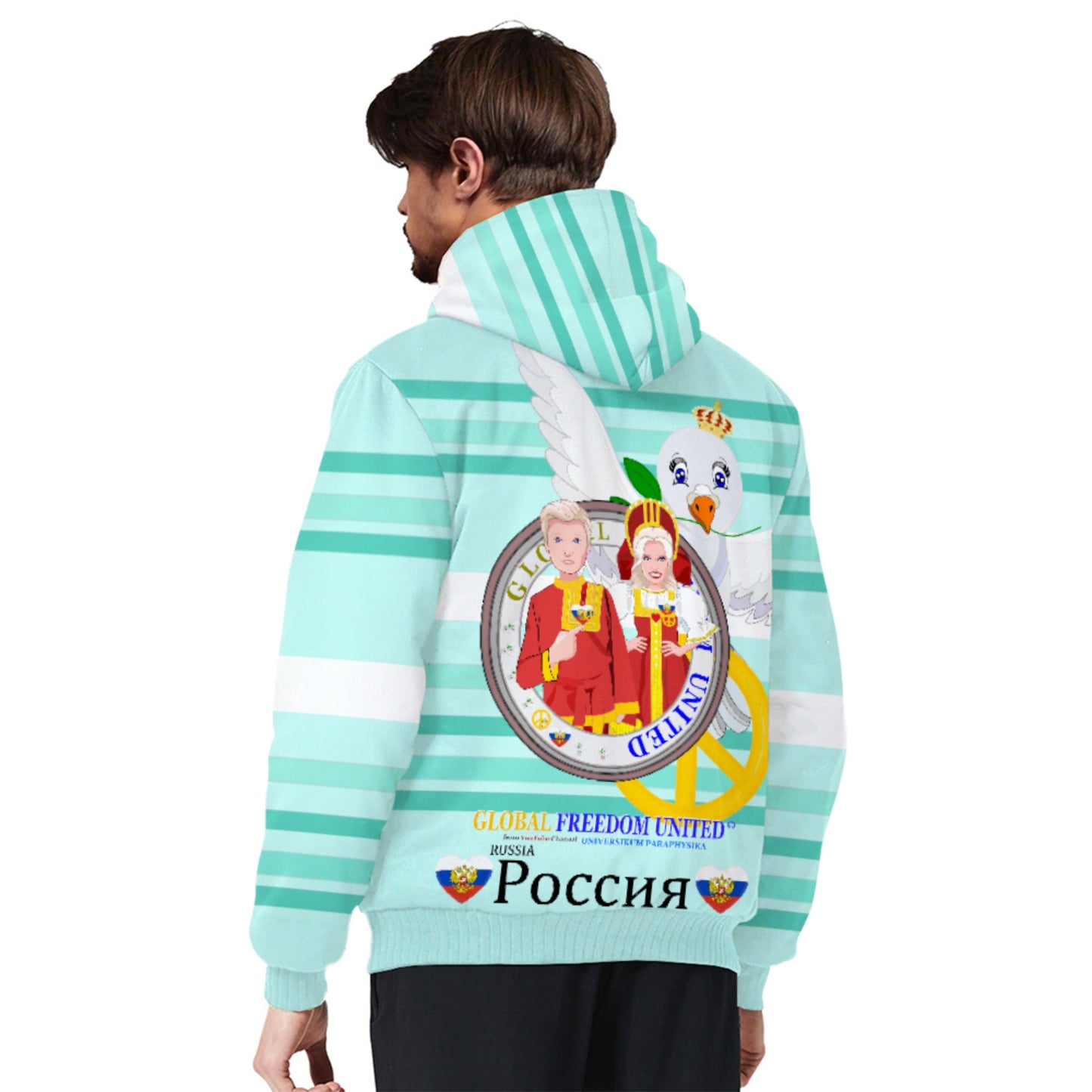 Plush Hoodie GLOBAL FREEDOM UNITED© Couple Russia Light Green