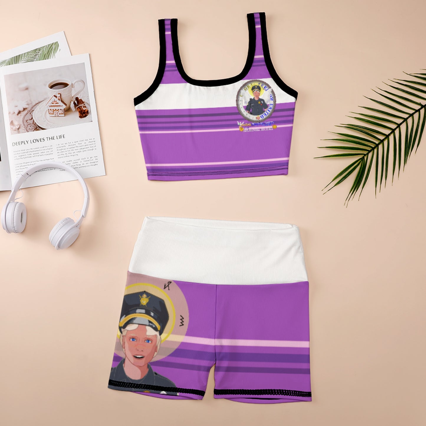 Thread Yoga Vest GLOBAL FREEDOM UNITED© Archangel Michael As Policemen Lilac