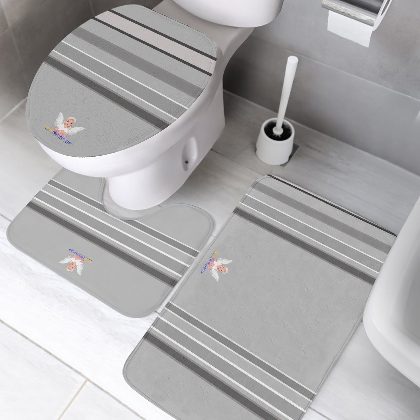 GLOBAL FREEDOM UNITED© Pcs Toilet Rug Set Grey