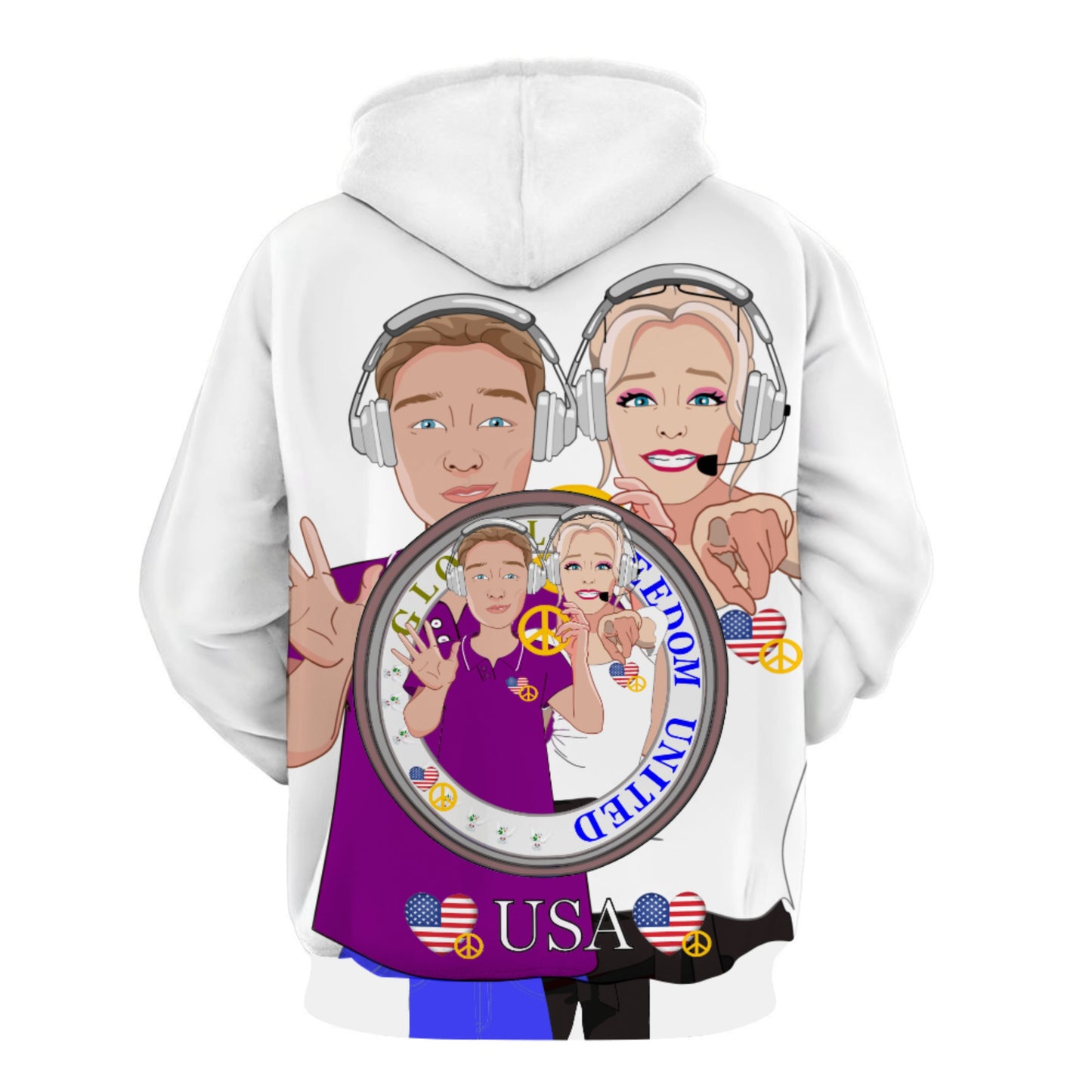 Hoodie GLOBAL FREEDOM UNITED© Couple USA Wight American
