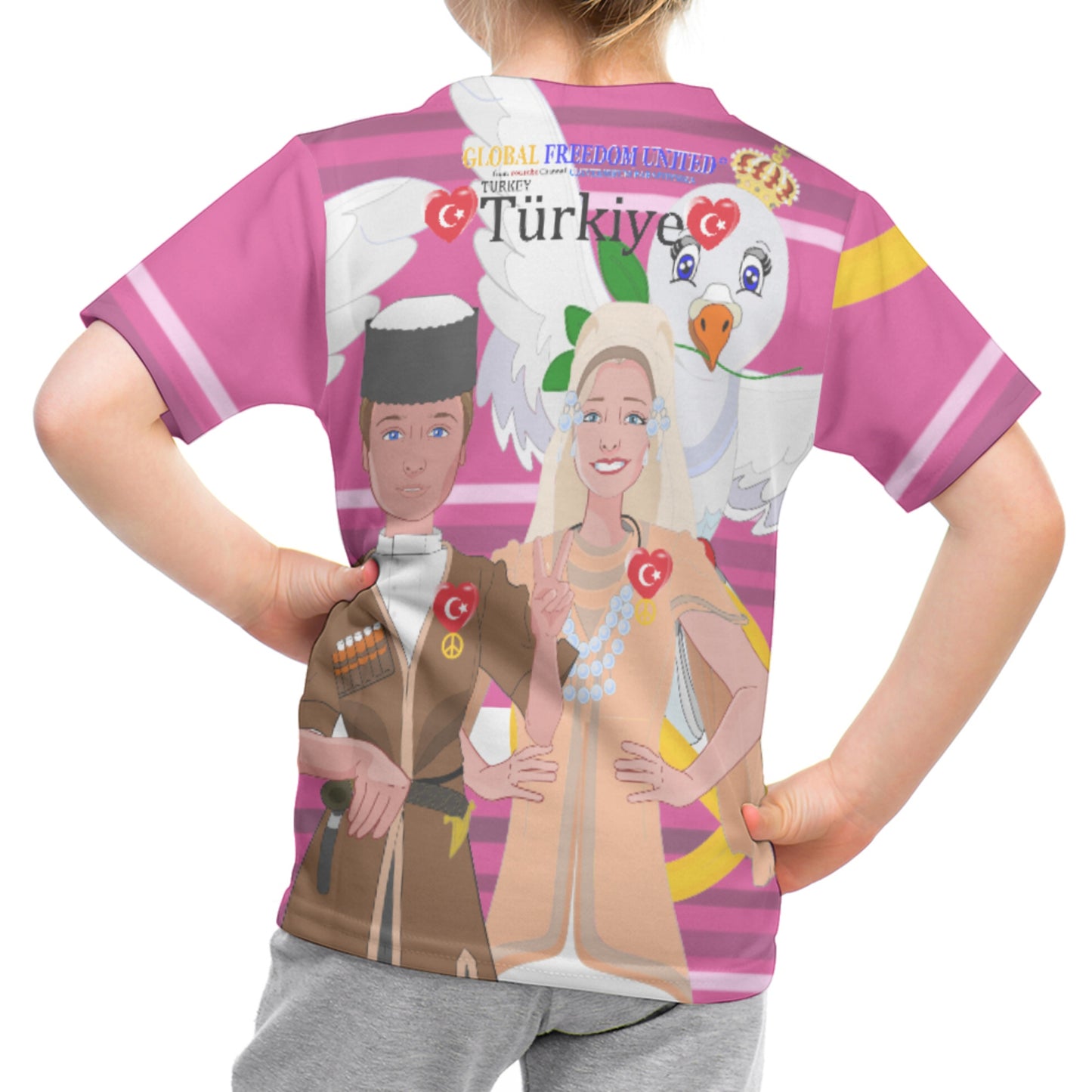 Kid´s T-shirt GLOBAL FREEDOM UNITED© Couple Turkey Pink2