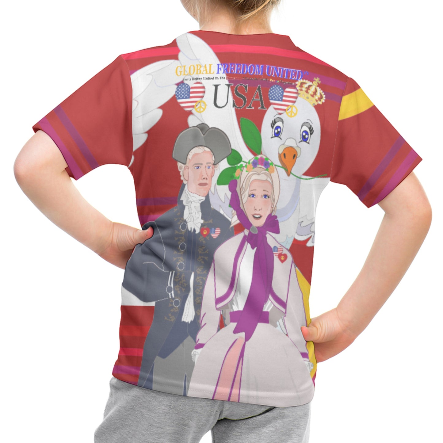 Kid´s T-shirt GLOBAL FREEDOM UNITED© Couple USA V3 Red