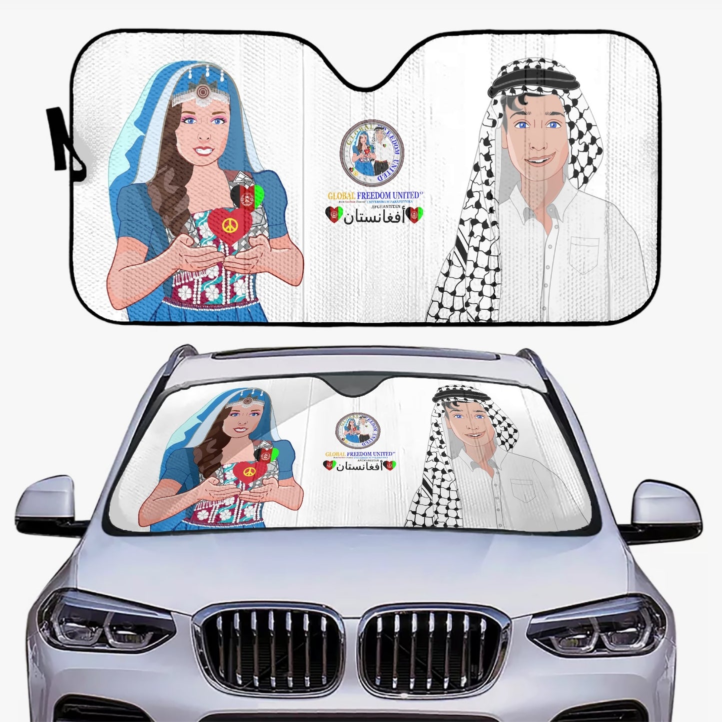 GLOBAL FREEDOM UNITED© Couple Afghanistan Car Windshield Sun Shade