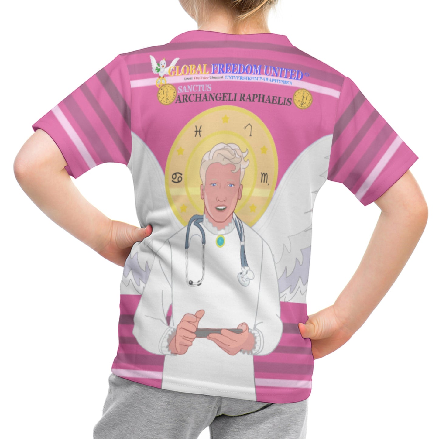 Kid´s T-shirt Global Freedom United© Archangel Rafael Old Latin Pink2