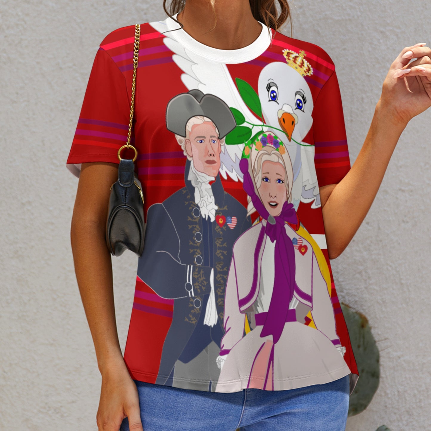 Women´s T-shirt GLOBAL FREEDOM UNITED© Couple USA V3 Red