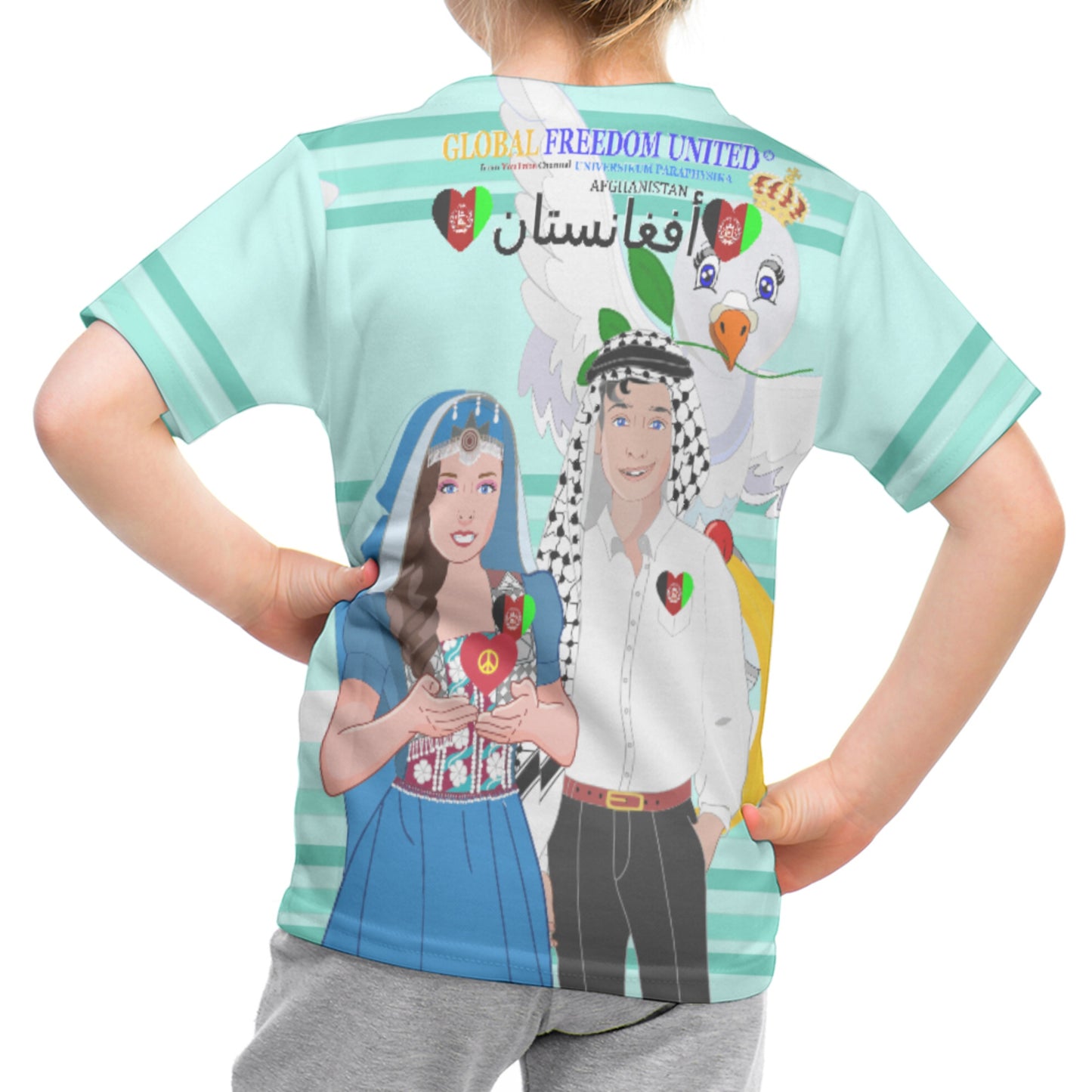 Kid´s T-shirt GLOBAL FREEDOM UNITED© Couple Afghanistan Light Green