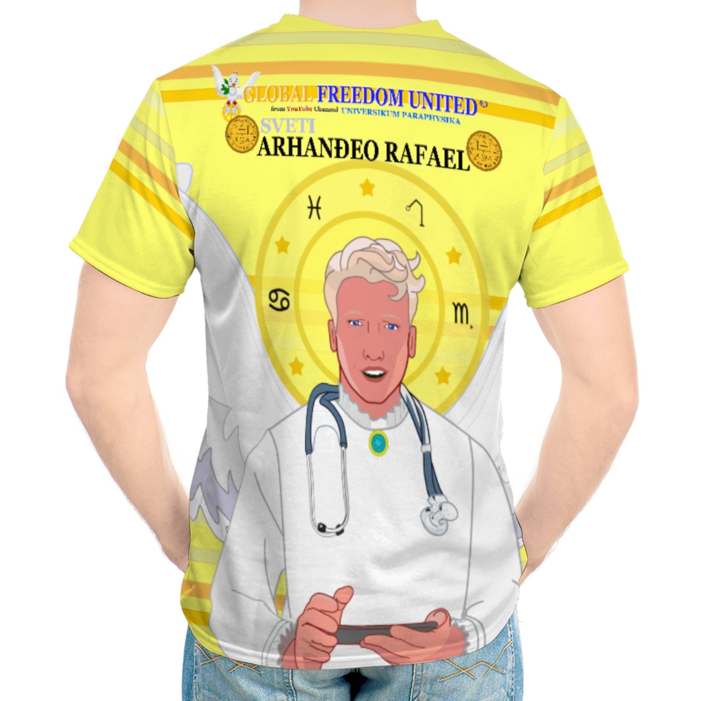 Men´s T-shirt GLOBAL FREEDOM UNITED© Archangel Rafael Croatia Yellow