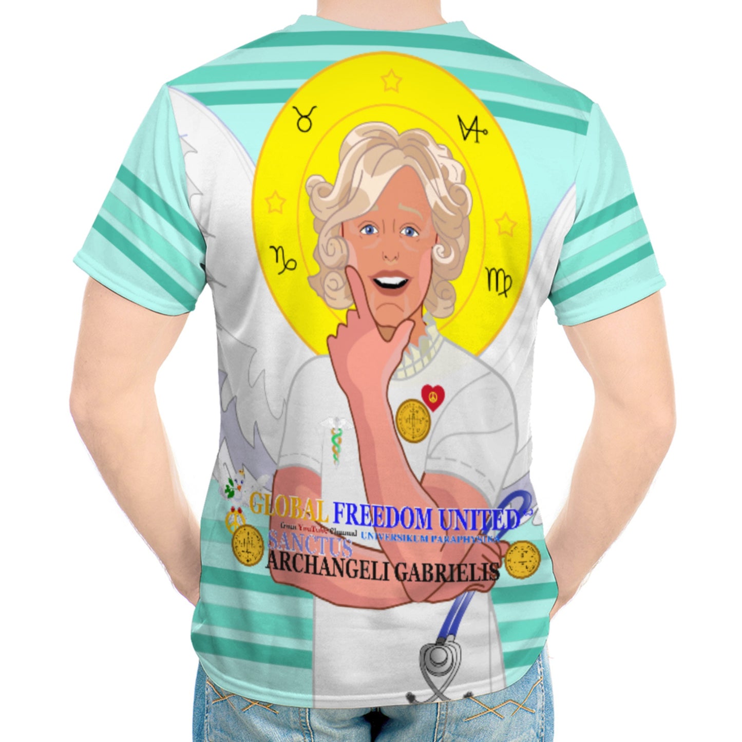 Men´s T-shirt GLOBAL FREEDOM UNITED© Archangel Gabriel Latin Light Green
