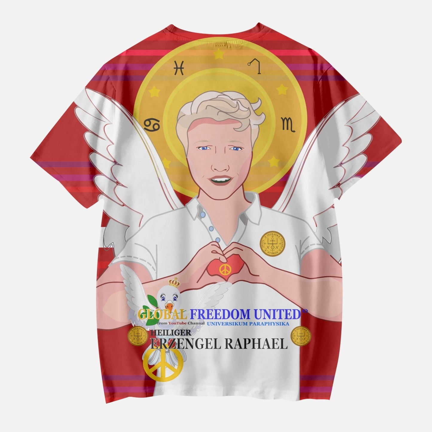 AOP Kids' Short T-Shirts GLOBAL FREEDOM UNITED ARCHANGEL RAPHAEL GERMAN RED
