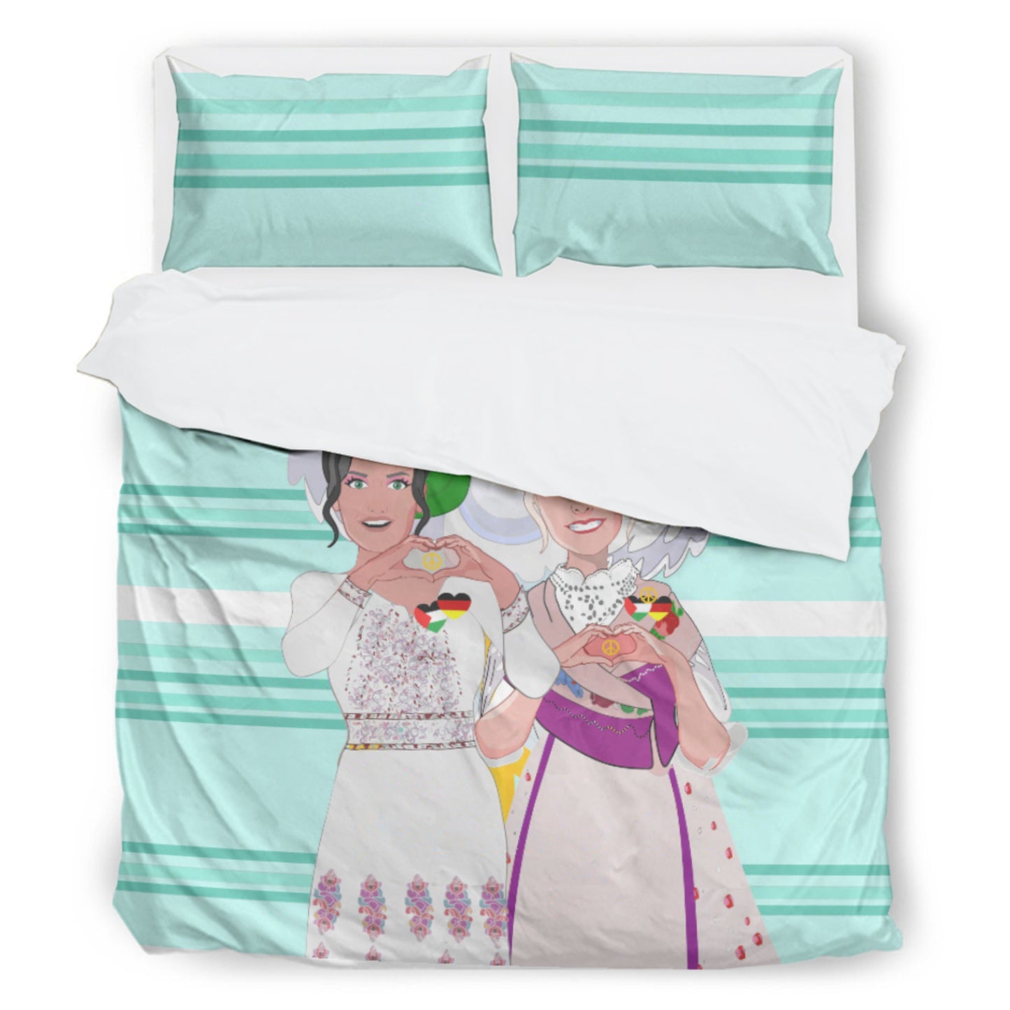 Bed Line GLOBAL FREEDOM UNITED© Women Palestina & Germany Light Green