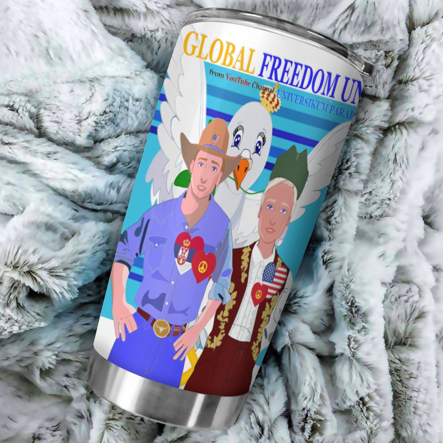 Tumbler GLOBAL FREEDOM UNITED© Men Serbia & USA Blue