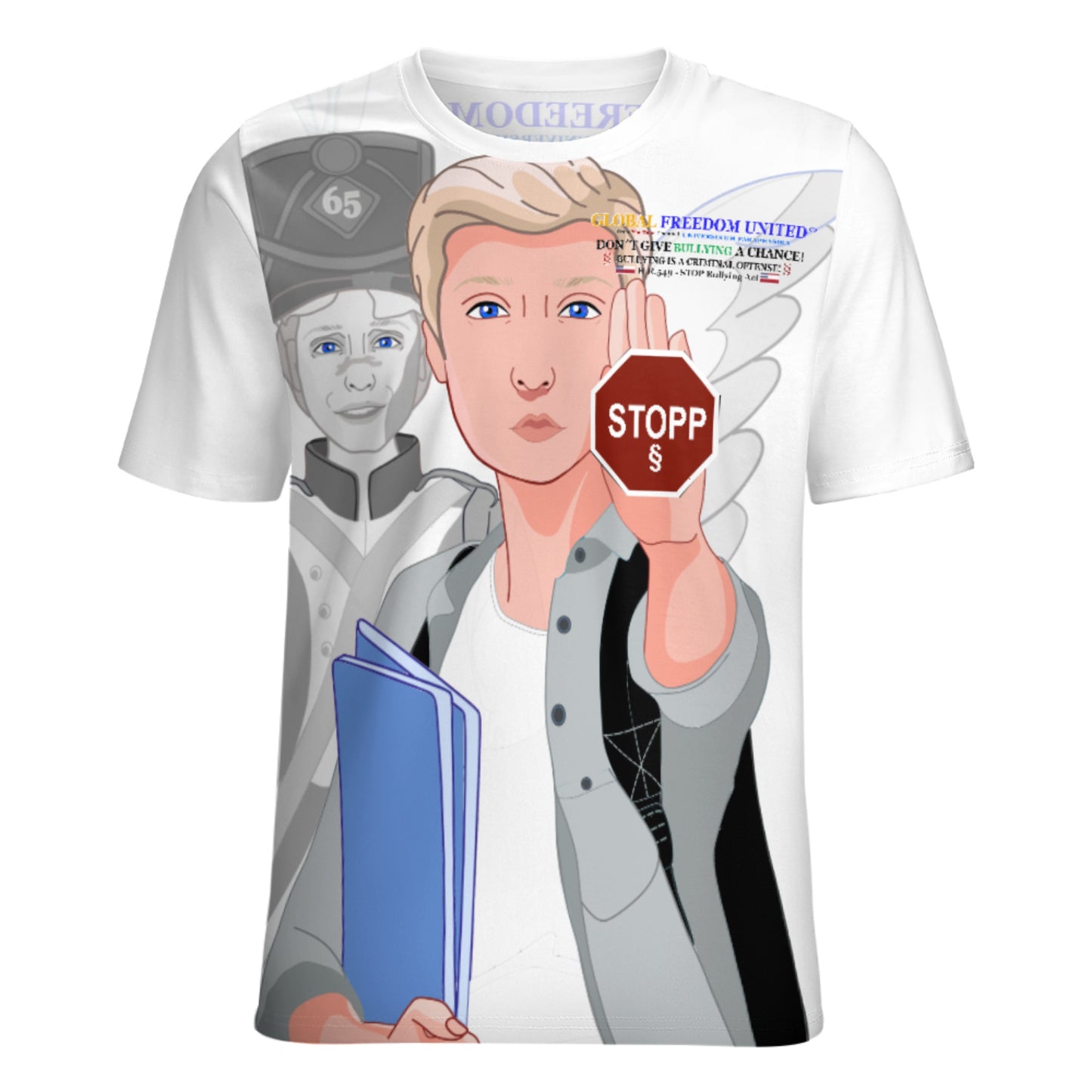 Men´s T-shirt GLOBAL FREEDOM UNITED© Anti Bullying T-shirt Wight USA