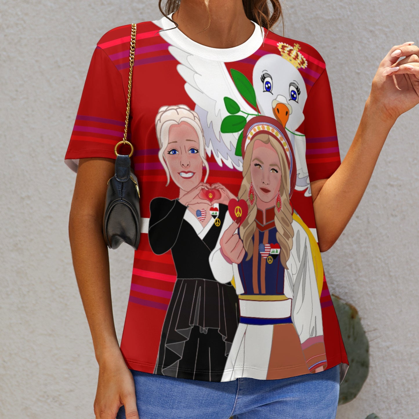 Women´s T-Shirt 3 GLOBAL FREEDOM UNITED© Women Iraq & USA Red