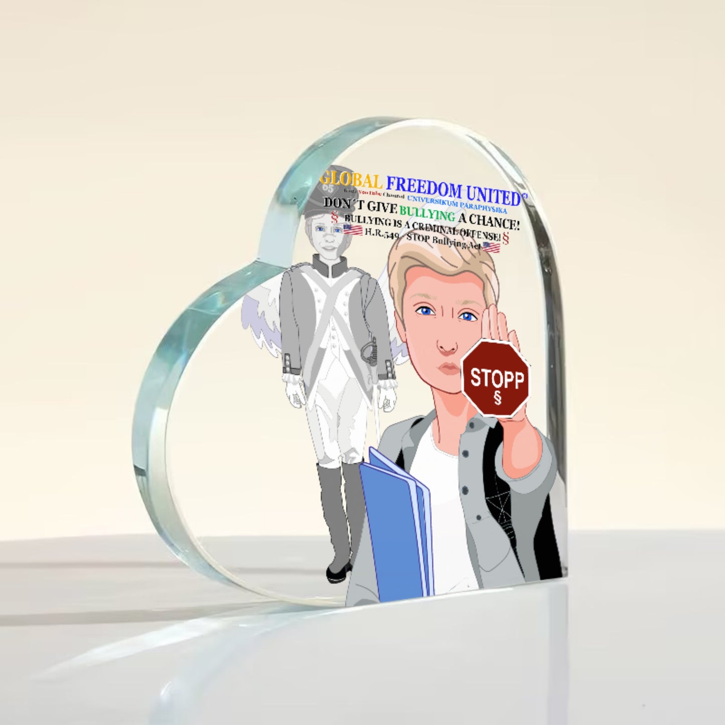 Acryl Heart GLOBAL FREEDOM UNITED© Anti Bullying Men USA