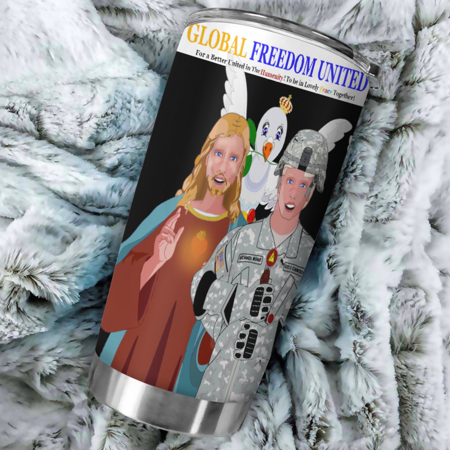 Tumbler GLOBAL FREEDOM UNITED© Jesus Is The Biggest Hero Black For US American Soldiers Men Black