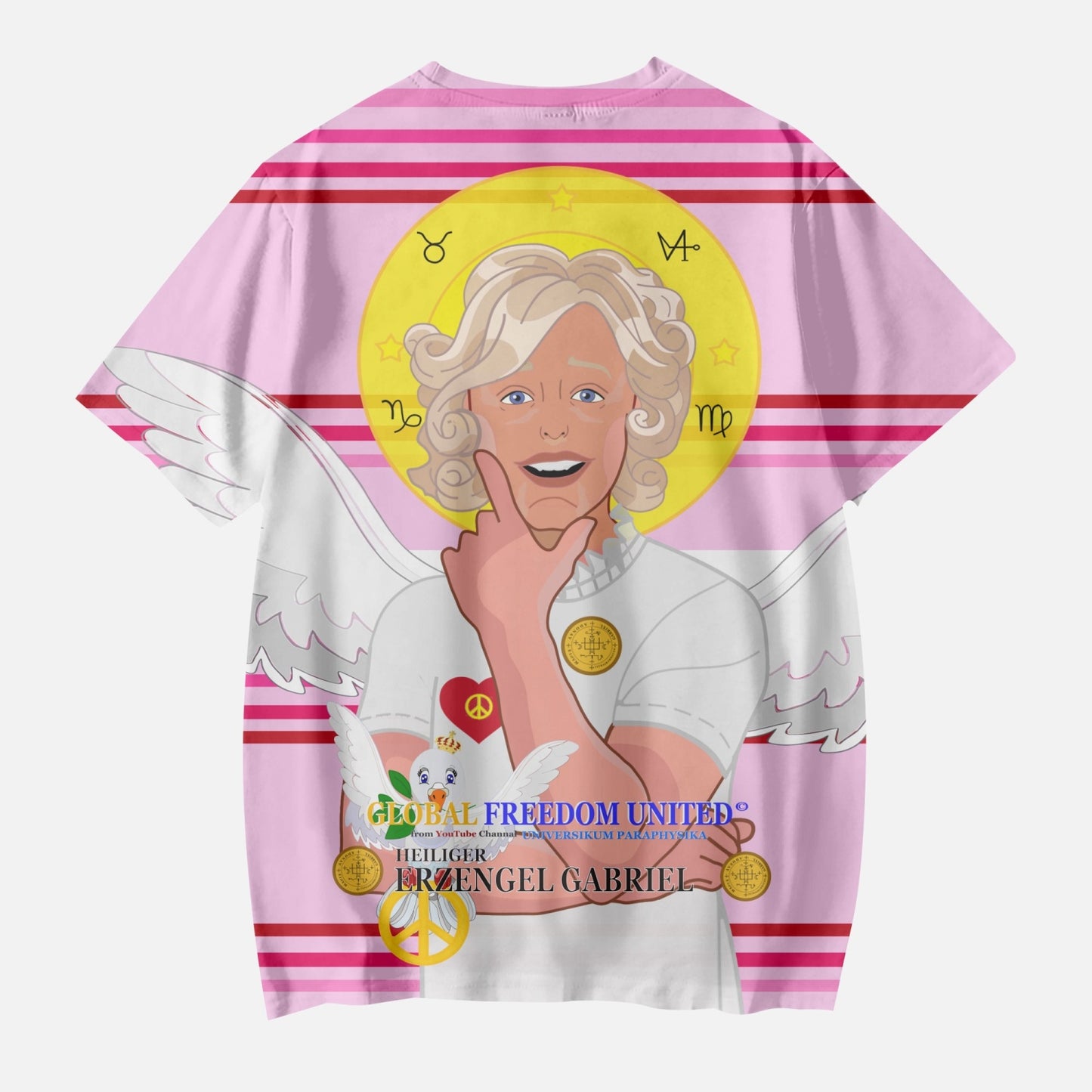 AOP Kids' Short T-Shirts GLOBAL FREEDOM UNITED© ARCHANGEL GABRIEL GERMAN PINK2
