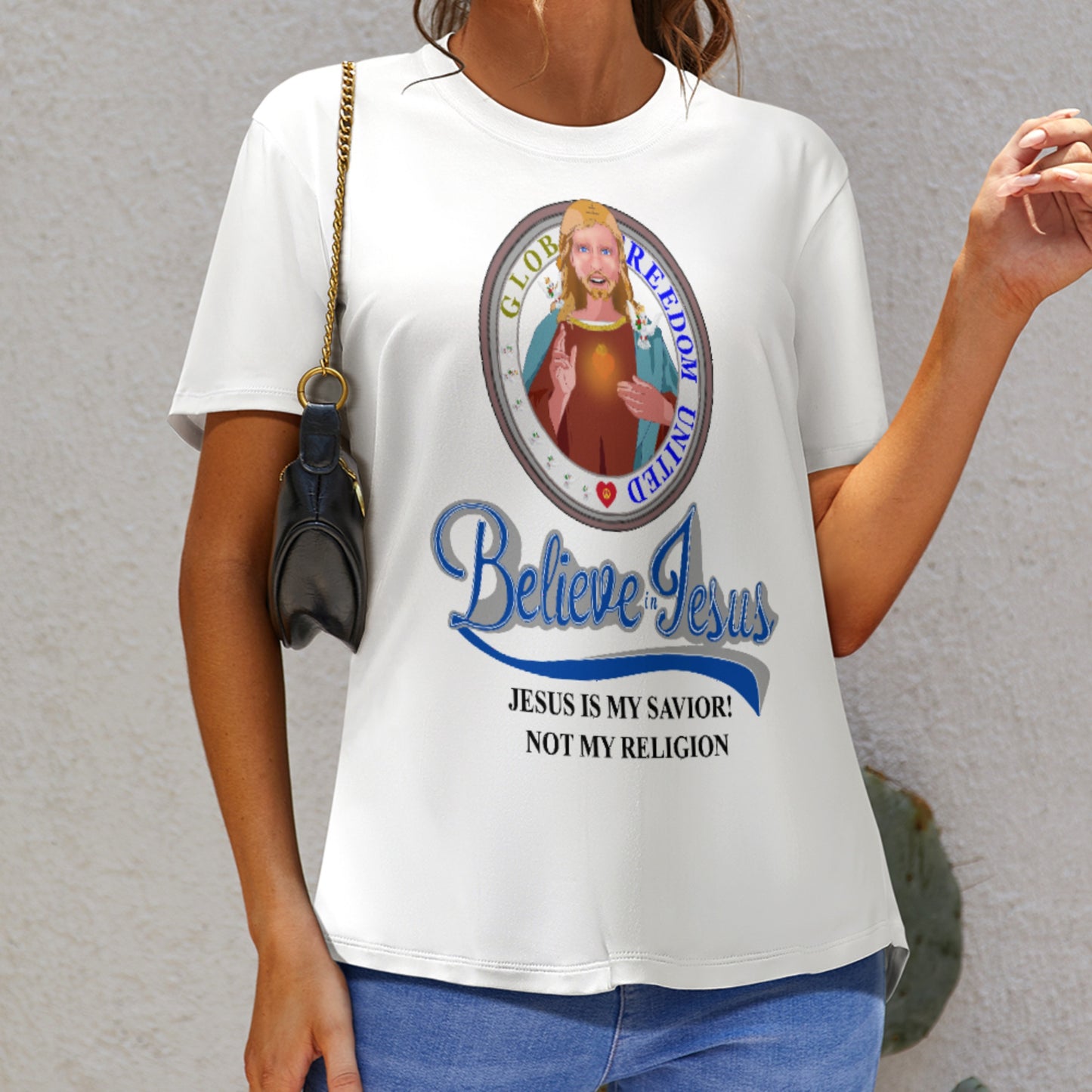 Women´s T-shirt Wight GLOBAL FREEDOM UNITED© Jesus Is My Savior