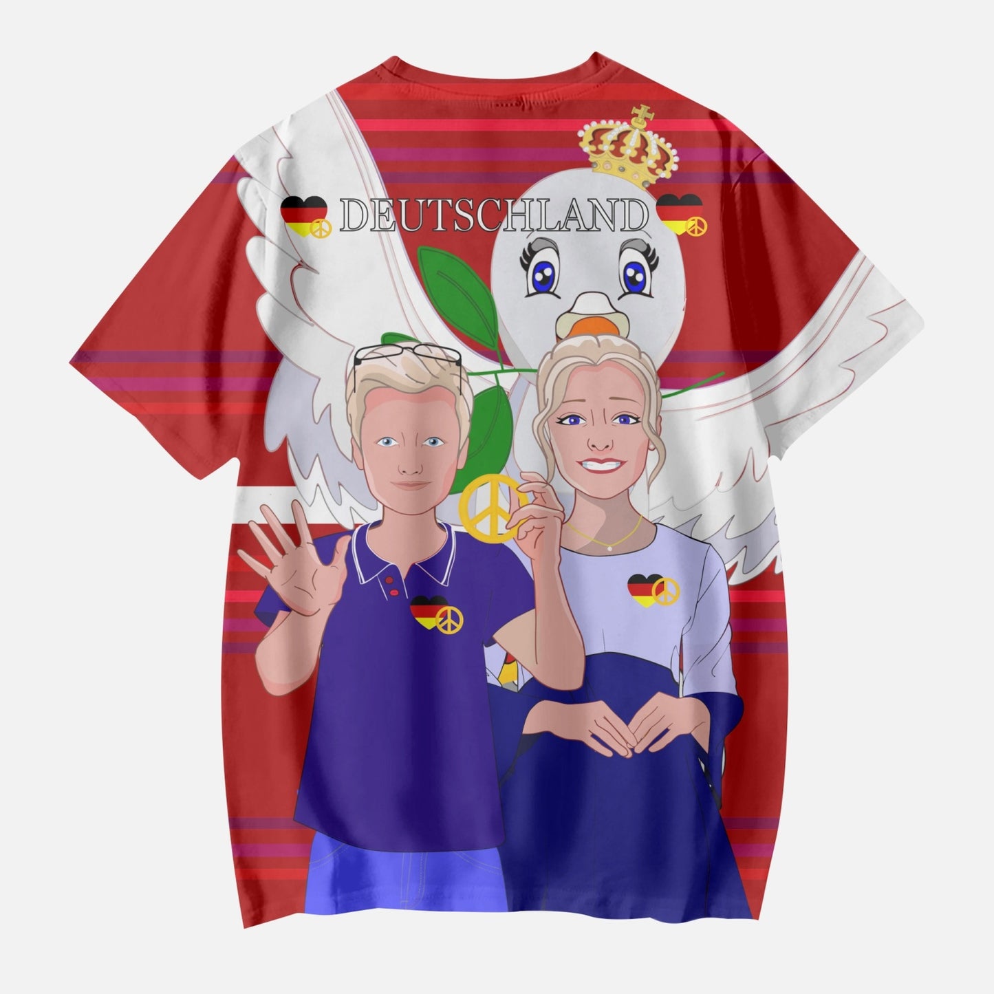 AOP Kids' Short T-Shirts GLOBAL FREEDOM UNITED COUPLE EDITION GERMANY V2 RED