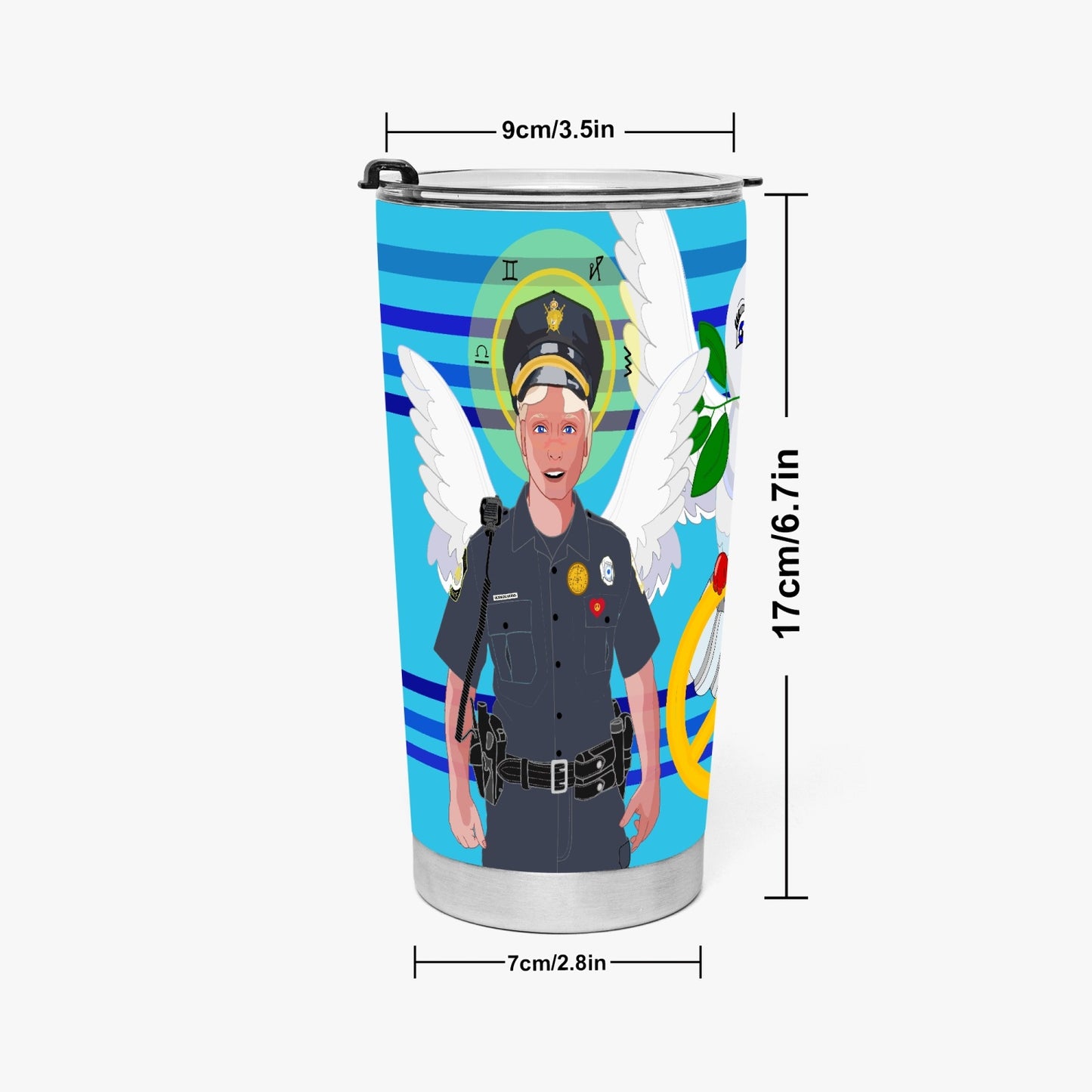 Tumbler GLOBAL FREEDOM UNITED© Archangel Michael Policemen Deep Blue