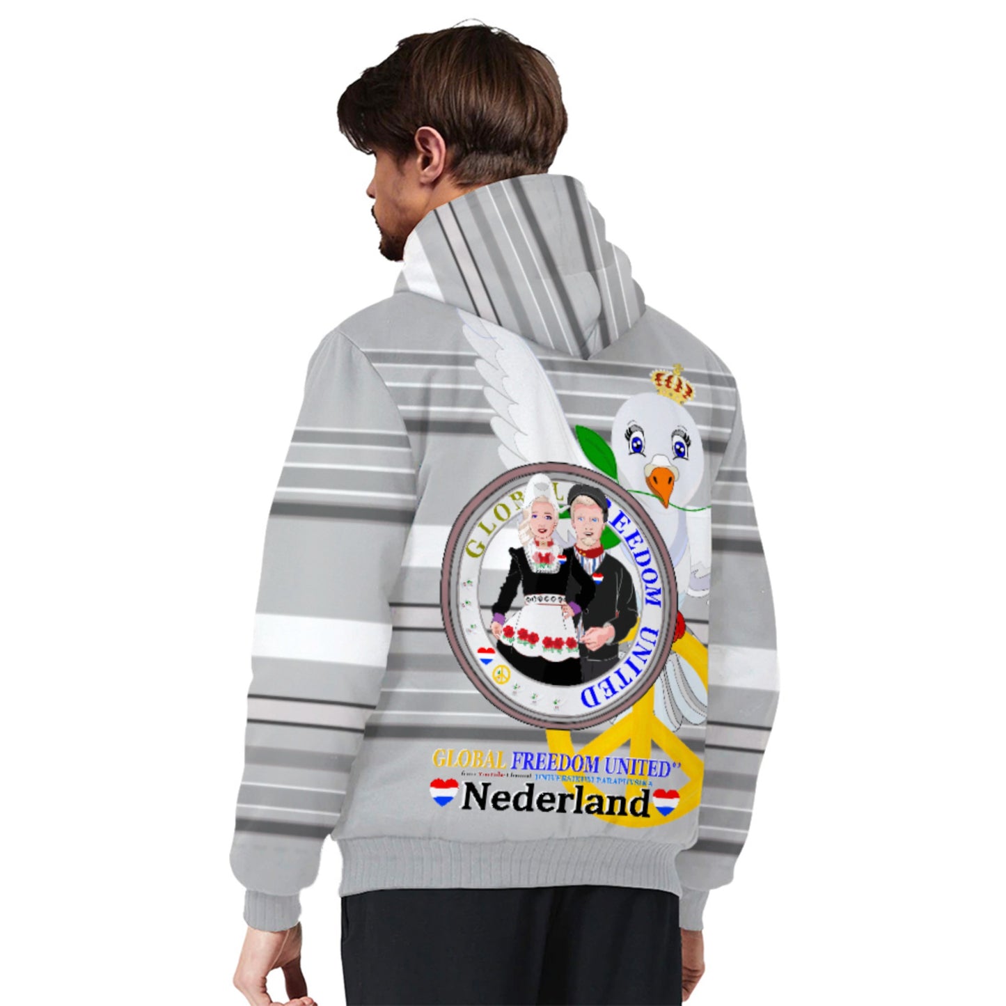 Plush Hoodie GLOBAL FREEDOM UNITED© Couple Nederland Grey
