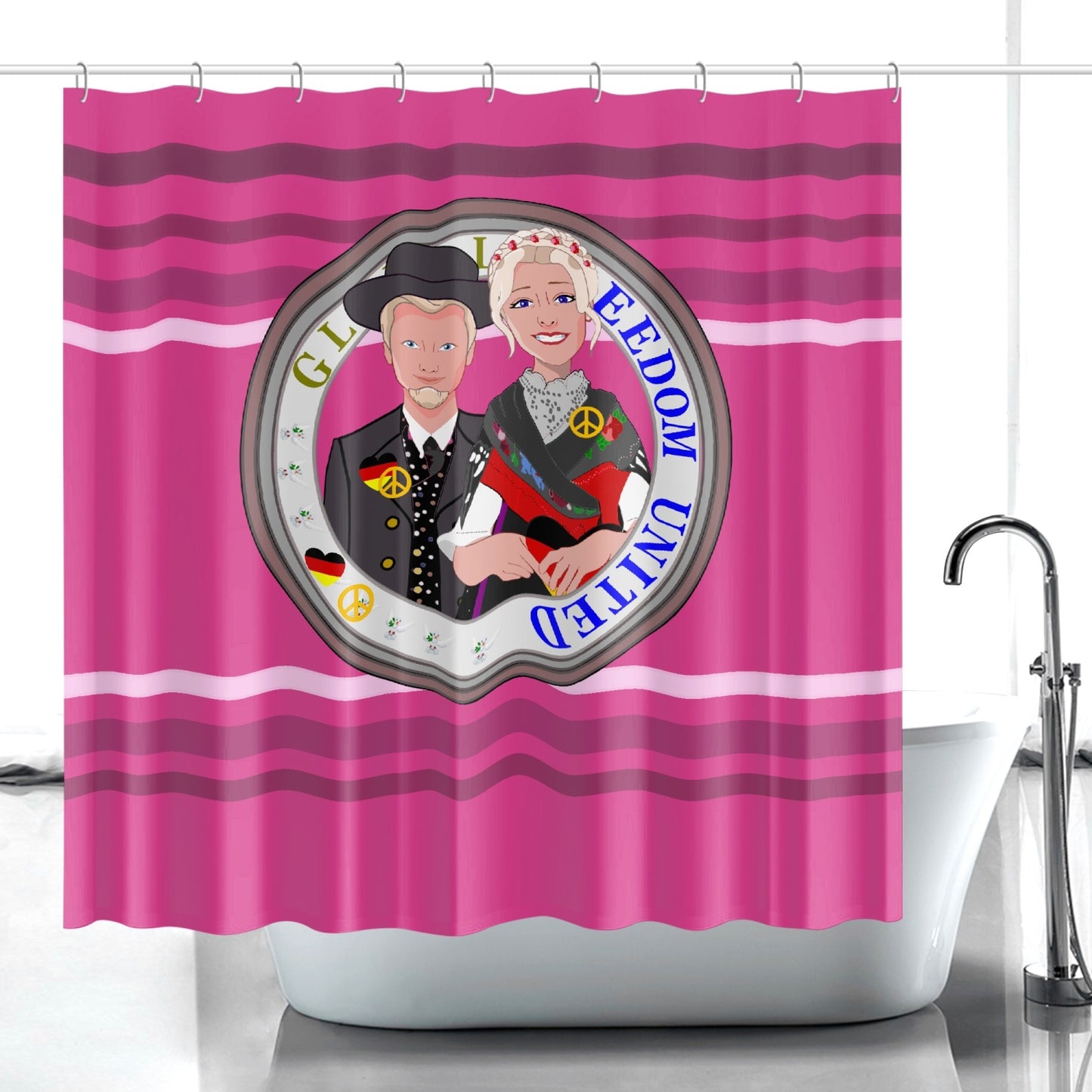 GLOBAL FREEDOM UNITED© Couple Germany V1 Pink2 - Quick-drying Shower Curtain