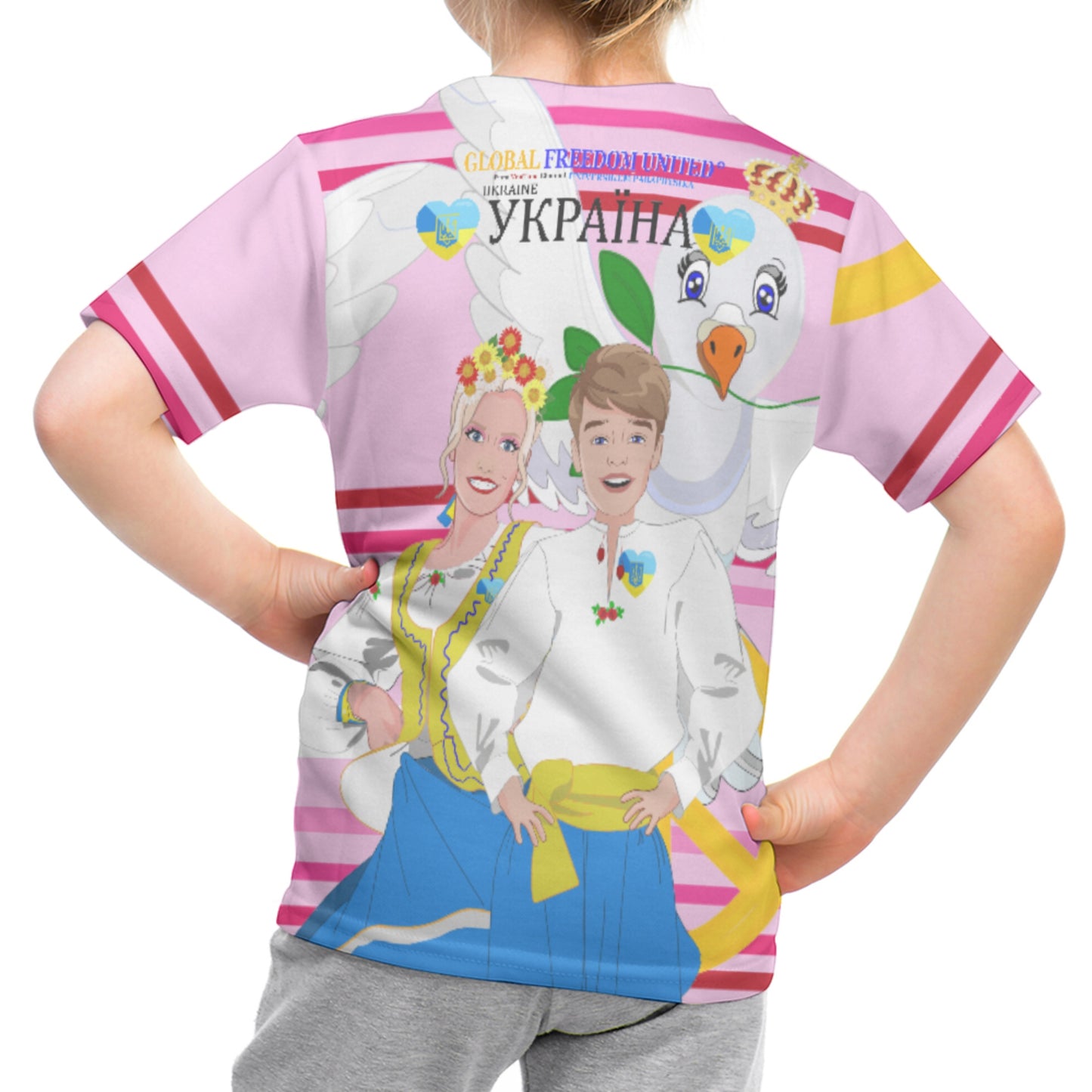 Kid´s T-shirt GLOBAL FREEDOM UNITED© Couple Ukrain Pink1
