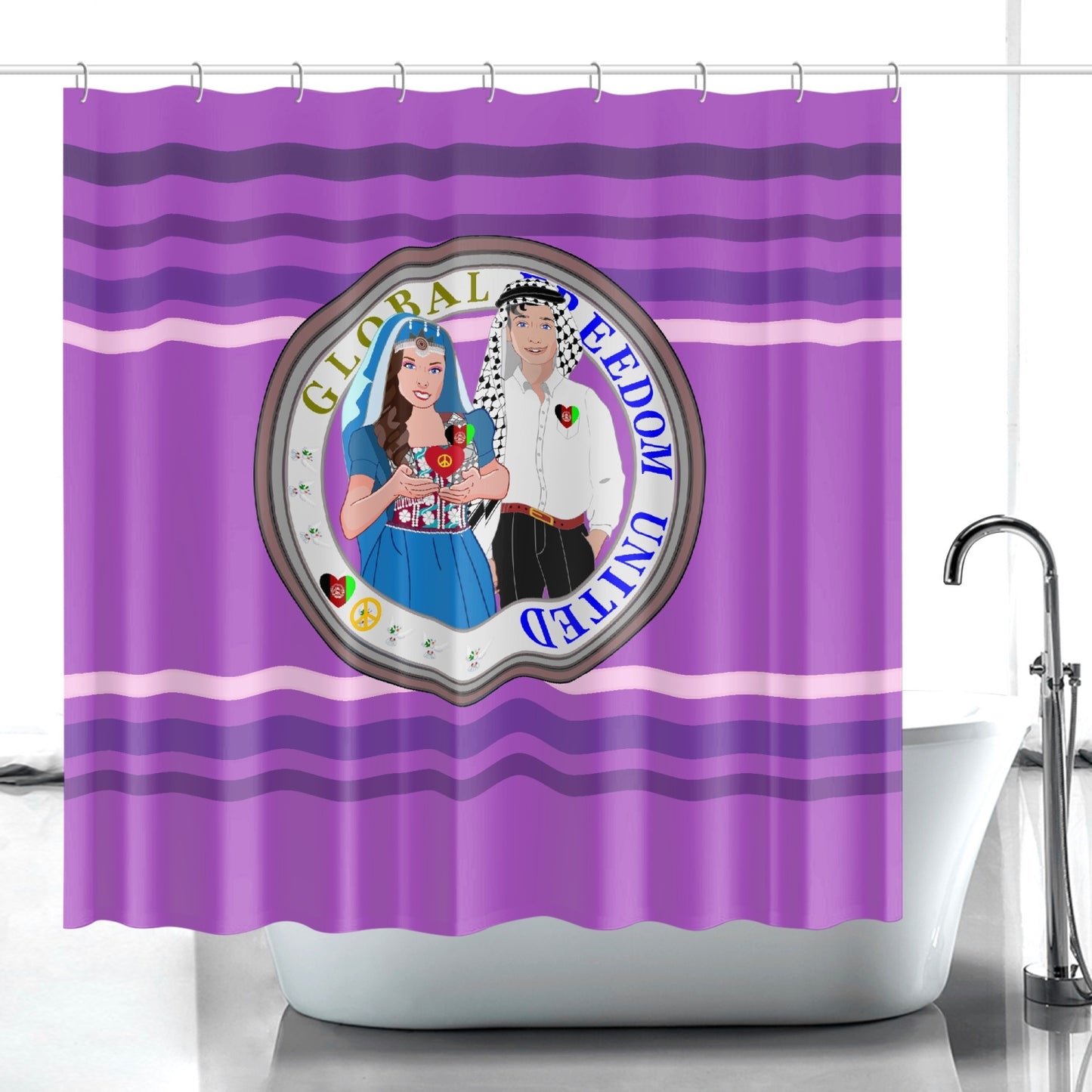 GLOBAL FREEDOM UNITED© Couple Afghanistan Lilac Quick-drying Shower Curtain