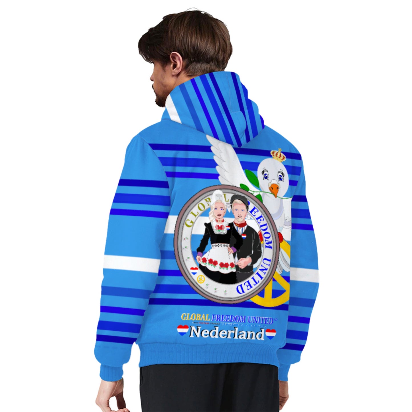 Plush Hoodie GLOBAL FREEDOM UNITED© Couple Nederland Deep Blue