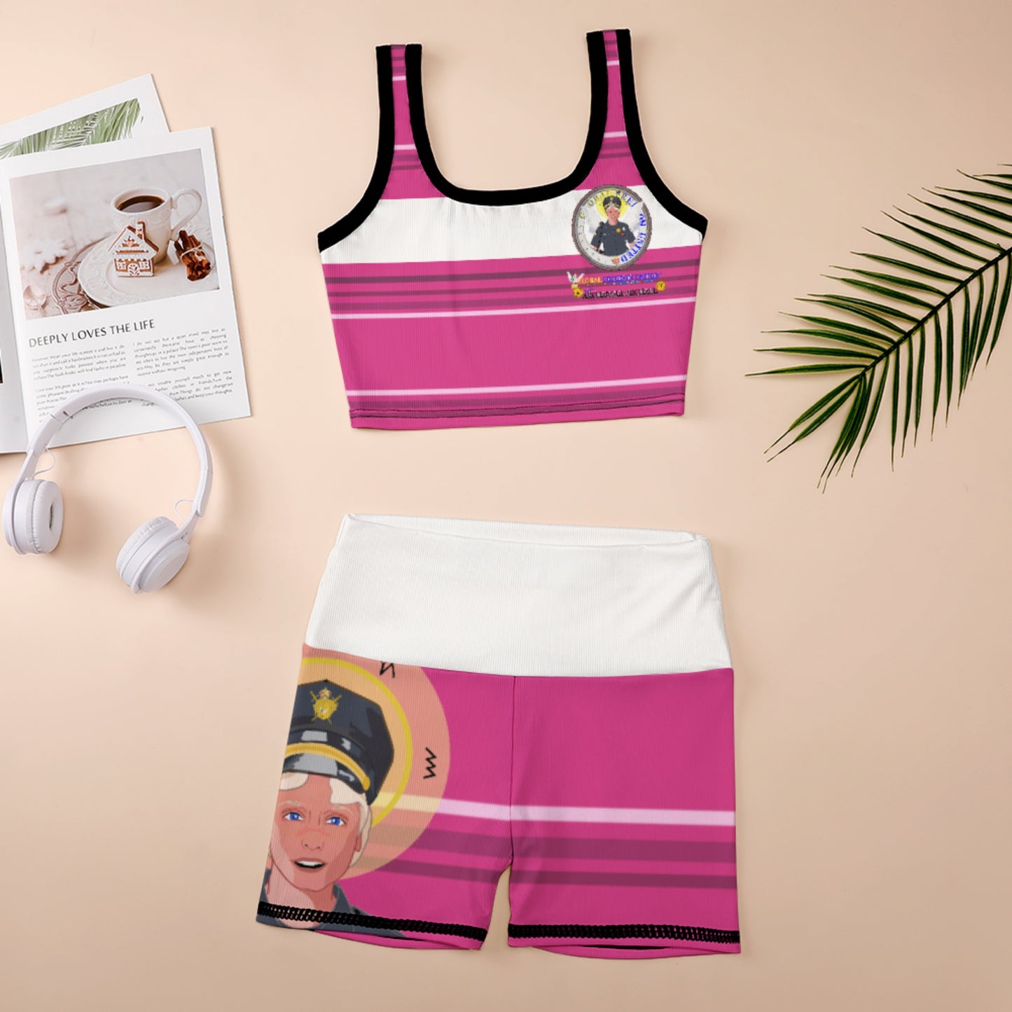 Thread Yoga Vest GLOBAL FREEDOM UNITED© Archangel Michael As Policemen Pink2