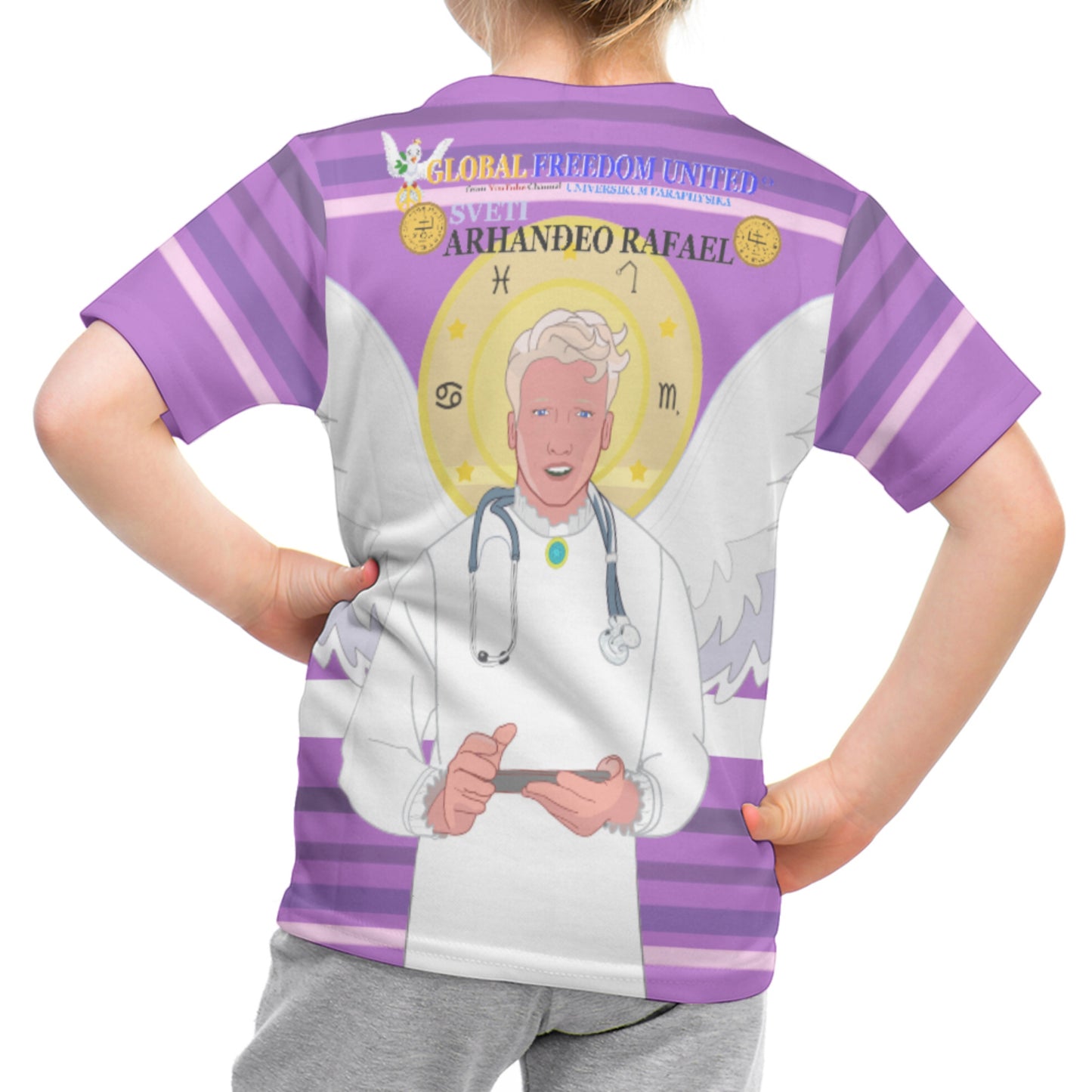 Kid´s T-shirt GLOBAL FREEDOM UNITED© Archangel Rafael Croatia Lilac