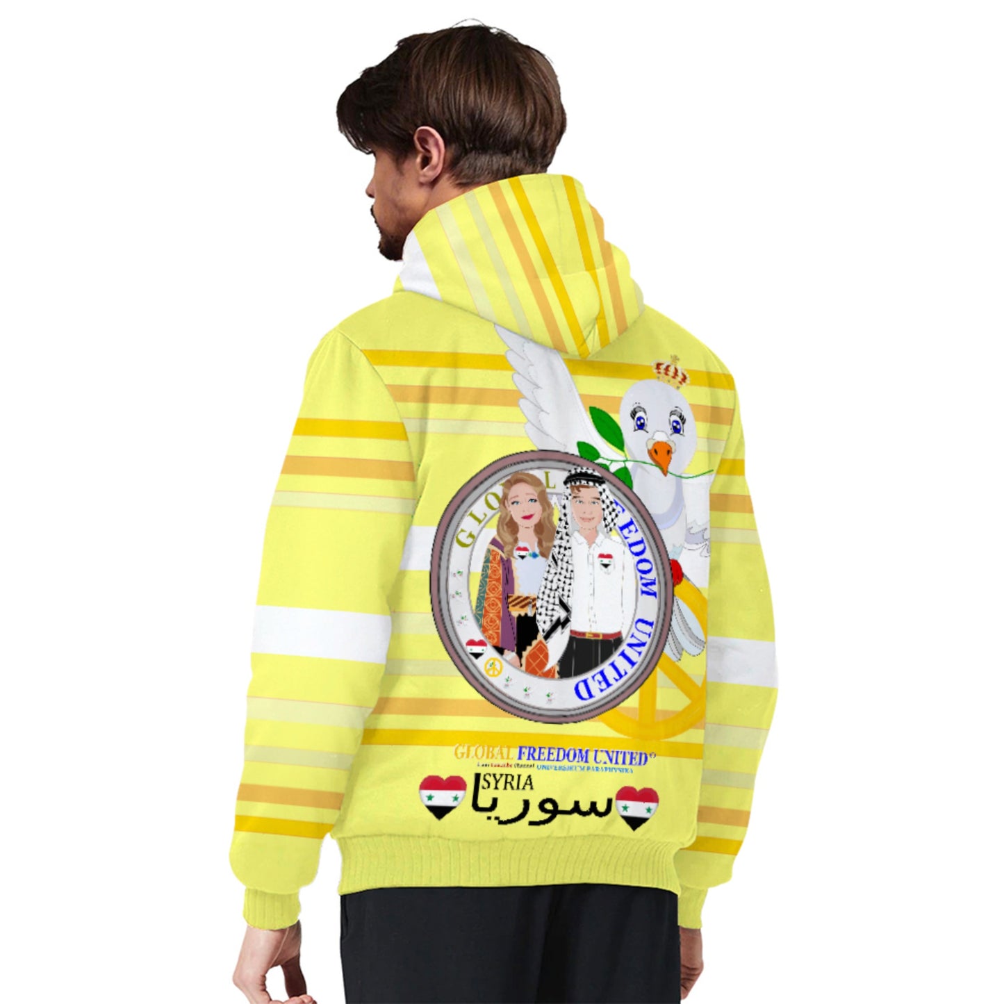 Plush Hoodie GLOBAL FREEDOM UNITED© Couple Syria Yellow