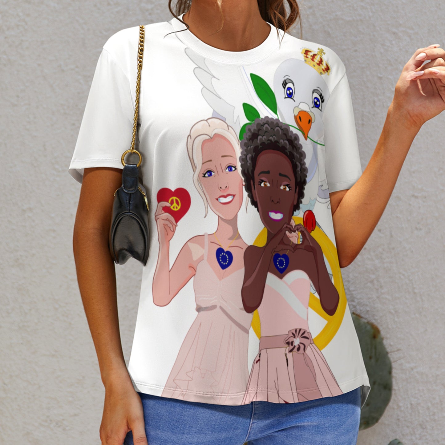 Wome´s T-shirt GLOBAL FREEDOM UNITED© Women Anti Fascism & Racism EU BIG